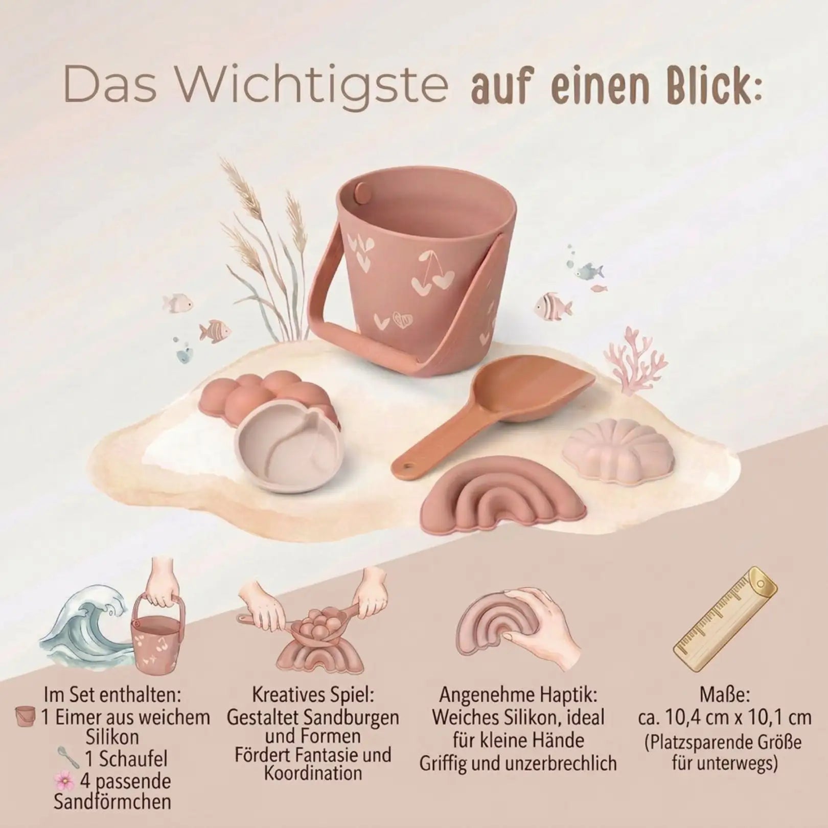 LIEWOOD Sandspielzeug Set Herzen personalisierbar - wunderwunsch