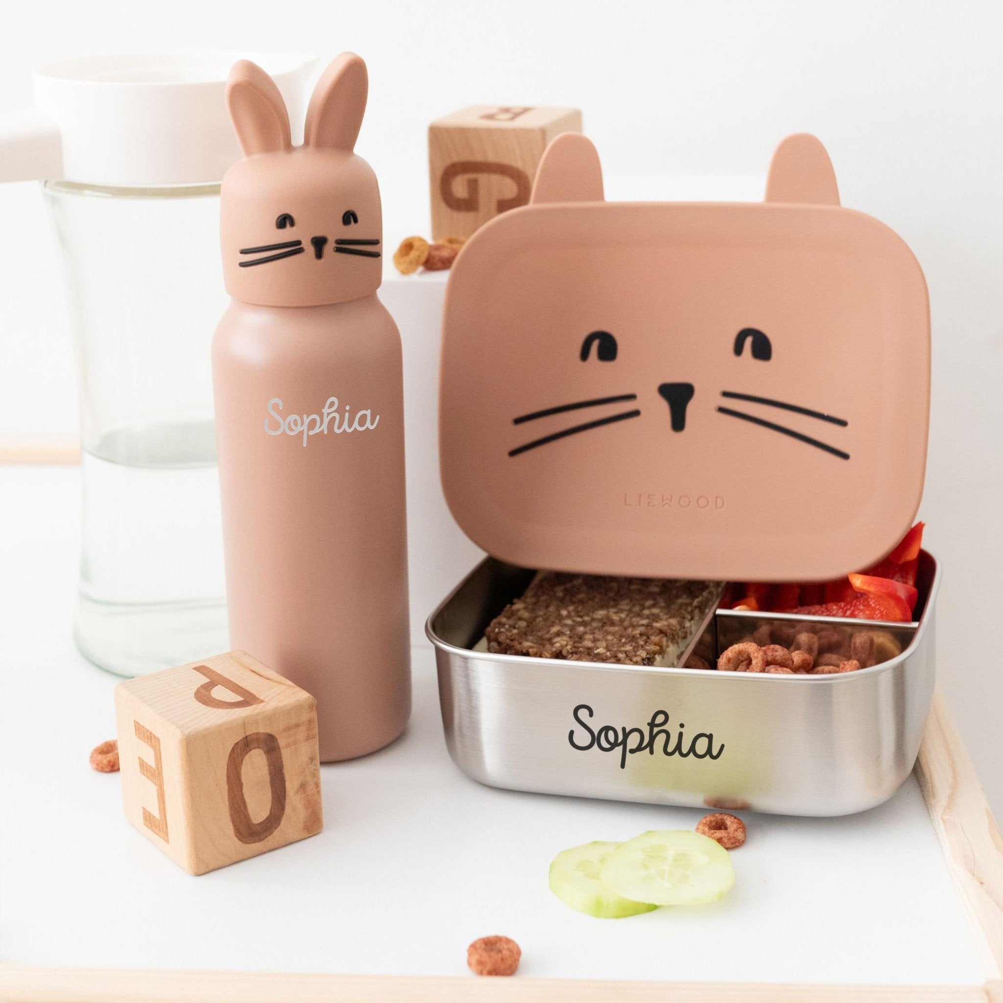 LIEWOOD Set Tier Lunchbox und Trinkflasche personalisierbar - wunderwunsch