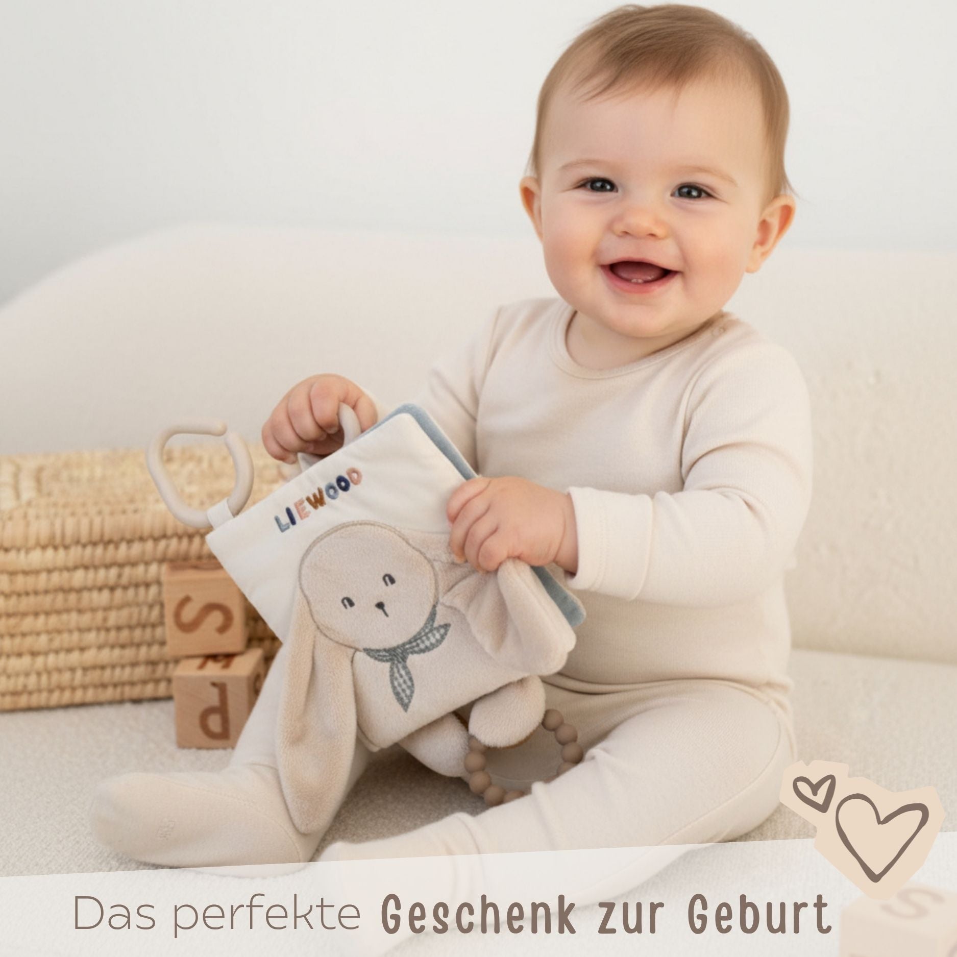 LIEWOOD Stoffbuch Hase personalisierbar - wunderwunsch