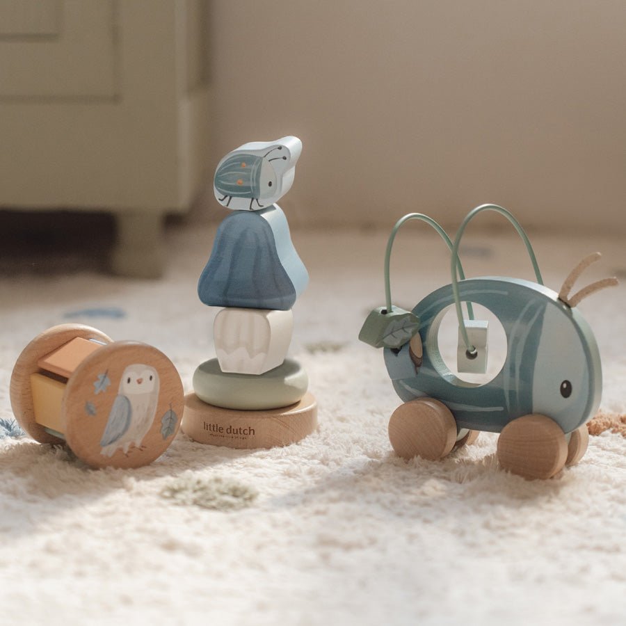 LITTLE DUTCH Geschenkset Holz - Forest Friends blau - wunderwunsch