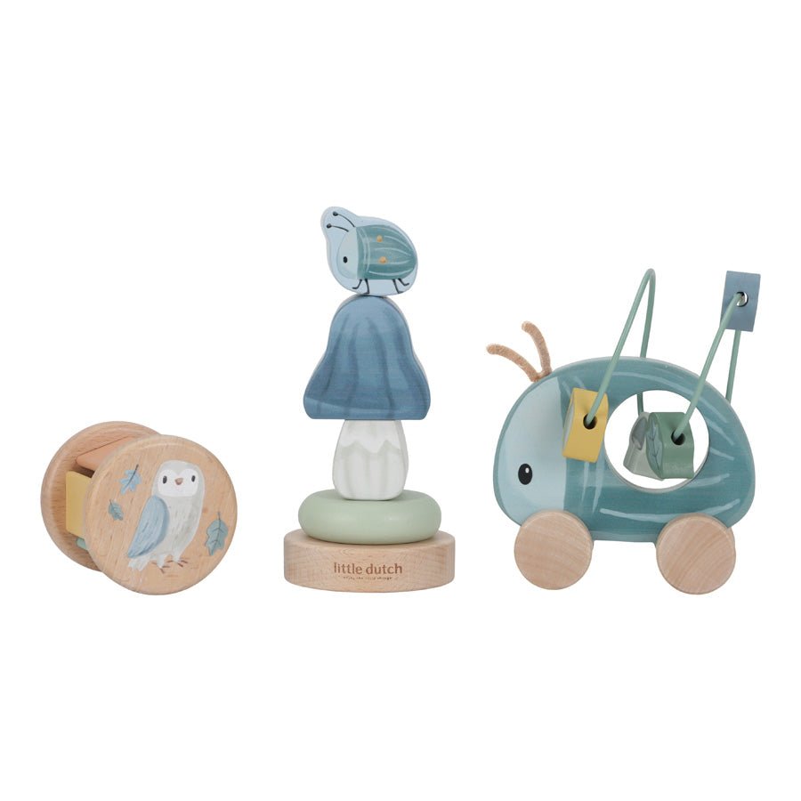 LITTLE DUTCH Geschenkset Holz - Forest Friends blau - wunderwunsch