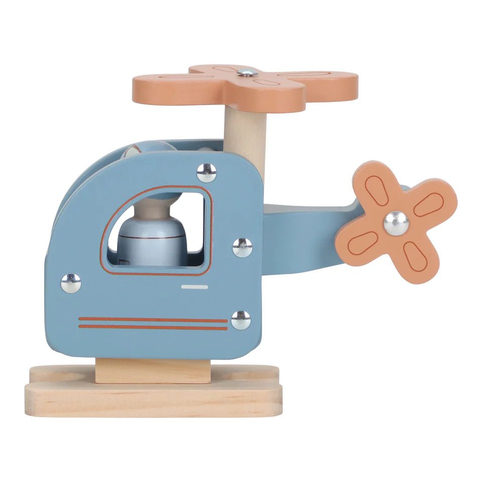 LITTLE DUTCH Holzspielzeug Hubschrauber - blau - wunderwunsch