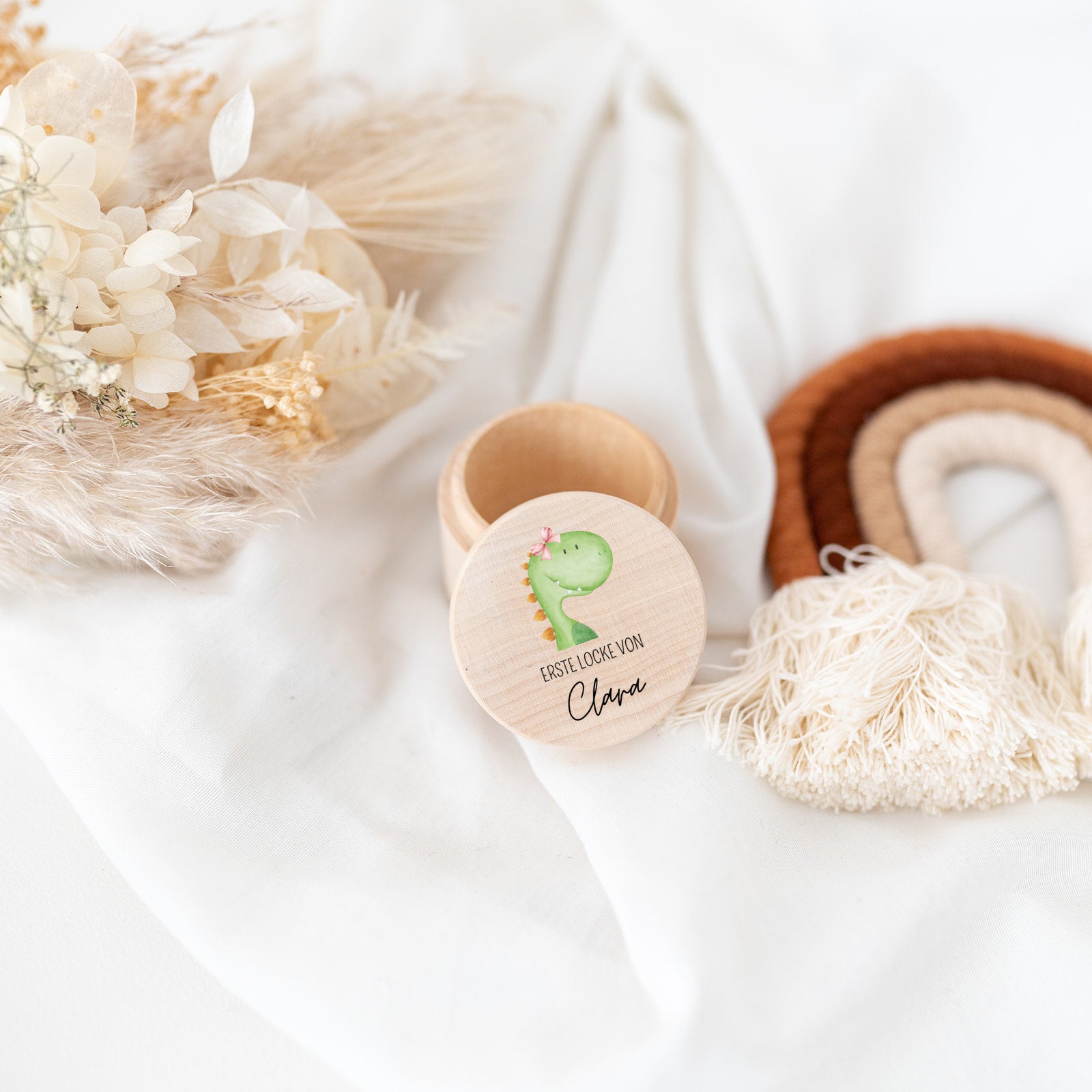Lockendose Holz personalisiert - Tier Aquarell - wunderwunsch