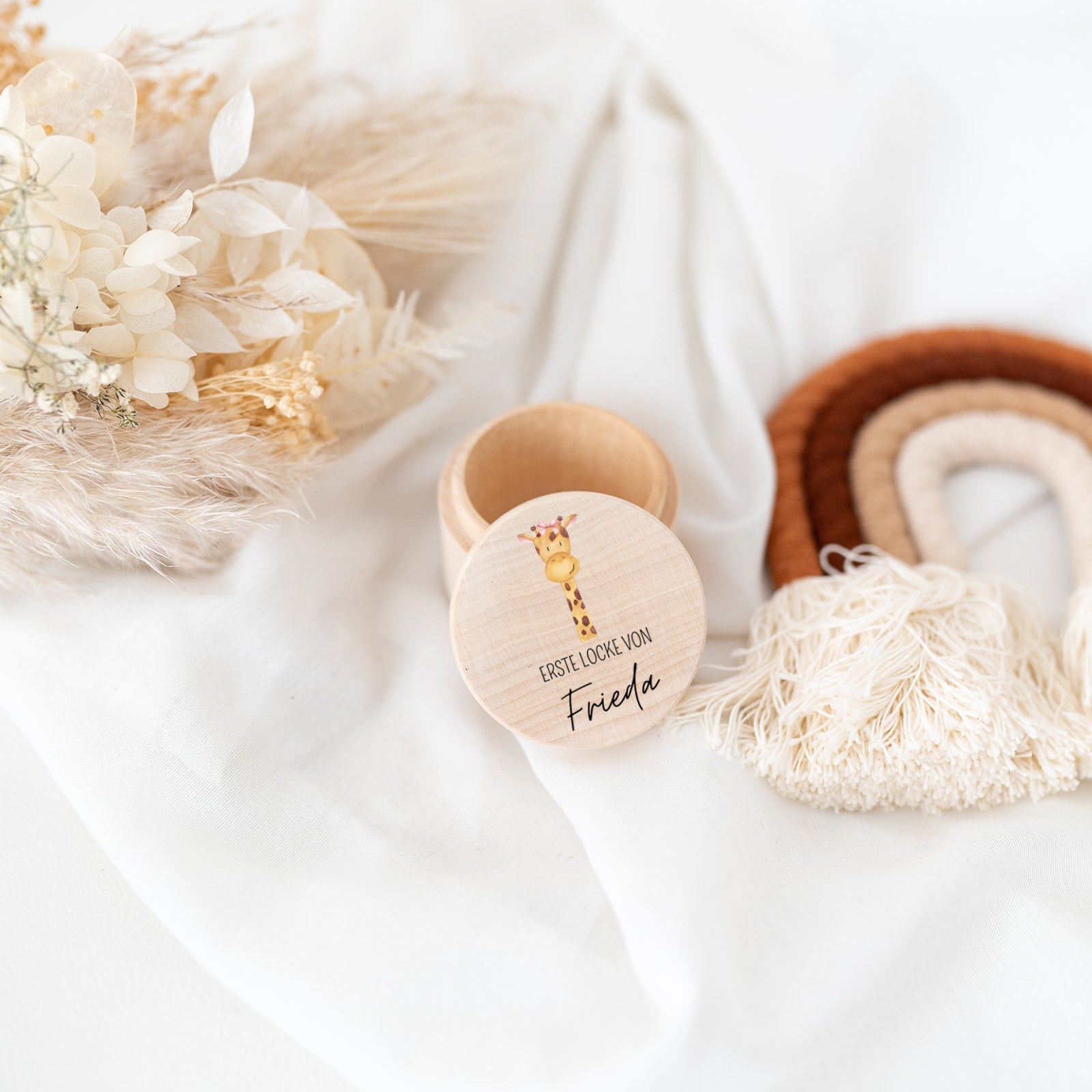 Lockendose Holz personalisiert - Tier Aquarell - wunderwunsch