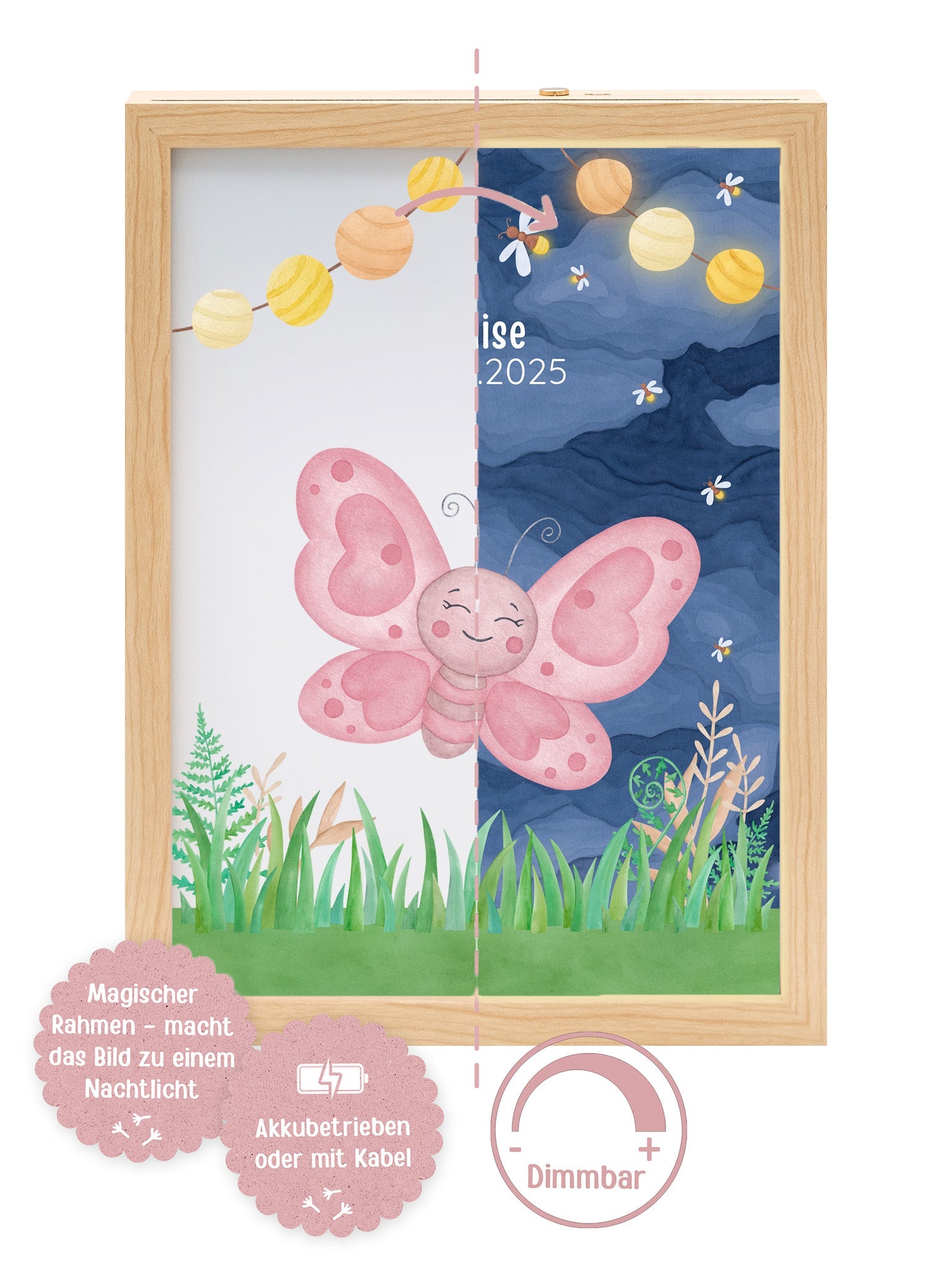 Magischer LED Bilderrahmen - Schmetterling Glühwürmchen - wunderwunsch