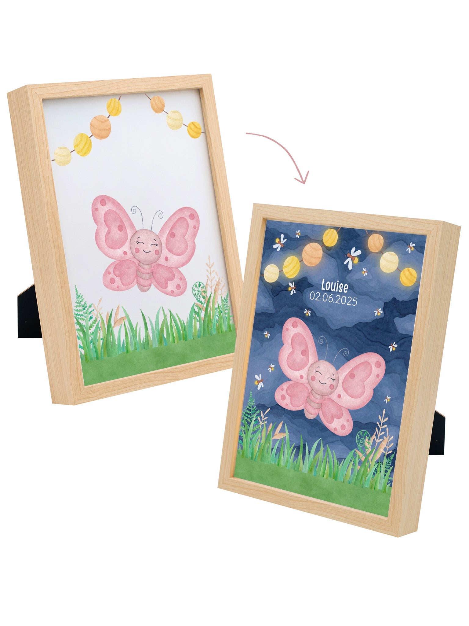 Magischer LED Bilderrahmen - Schmetterling Glühwürmchen - wunderwunsch