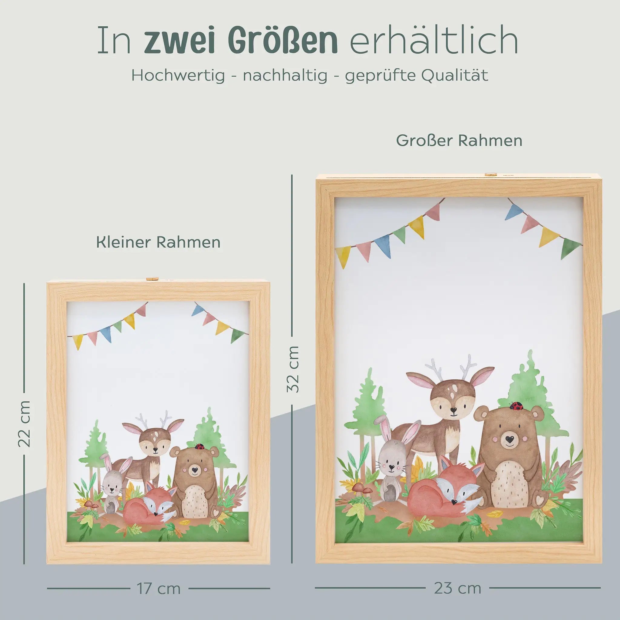 Magischer LED Bilderrahmen - Tierfamilie im Wald - wunderwunsch