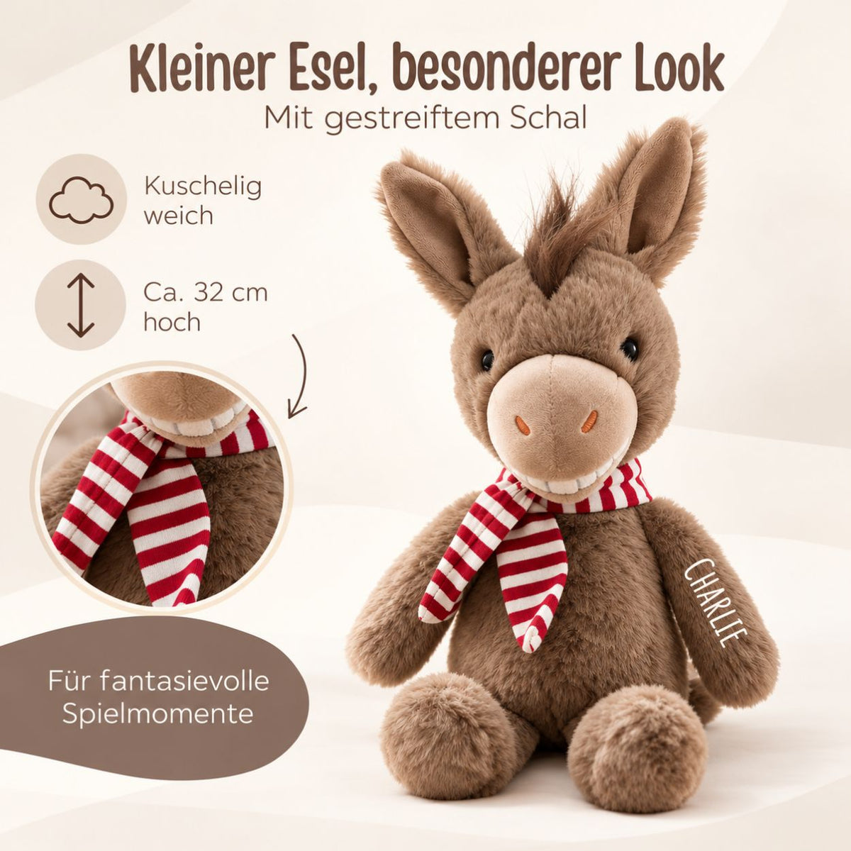 MCHUGS Kuscheltier personalisiert - Esel - wunderwunsch