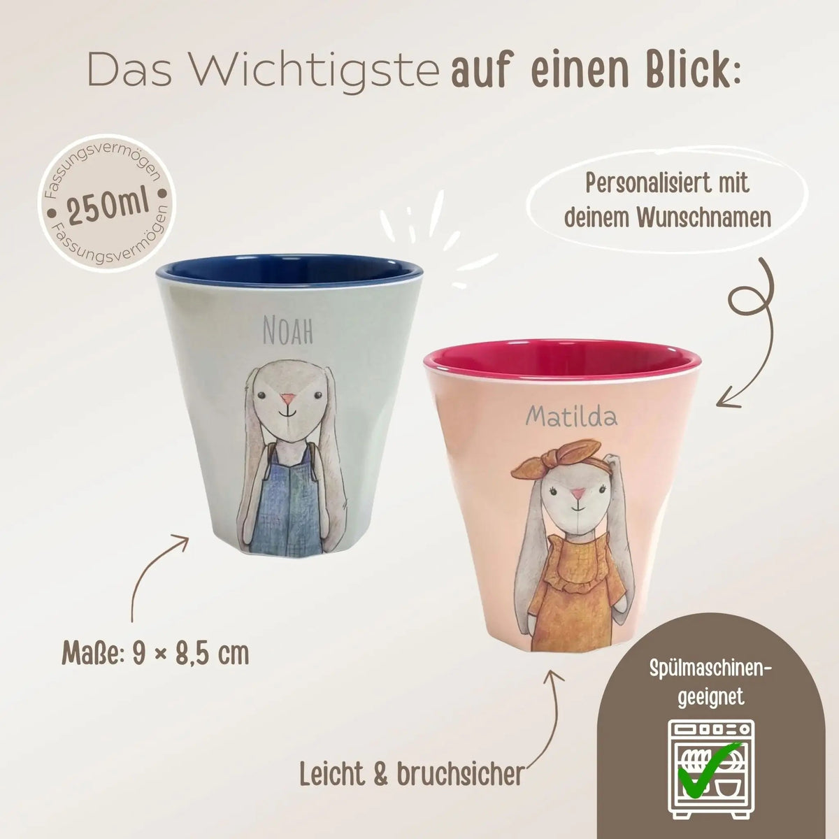 MEALIVING Becher Hase personalisierbar - wunderwunsch