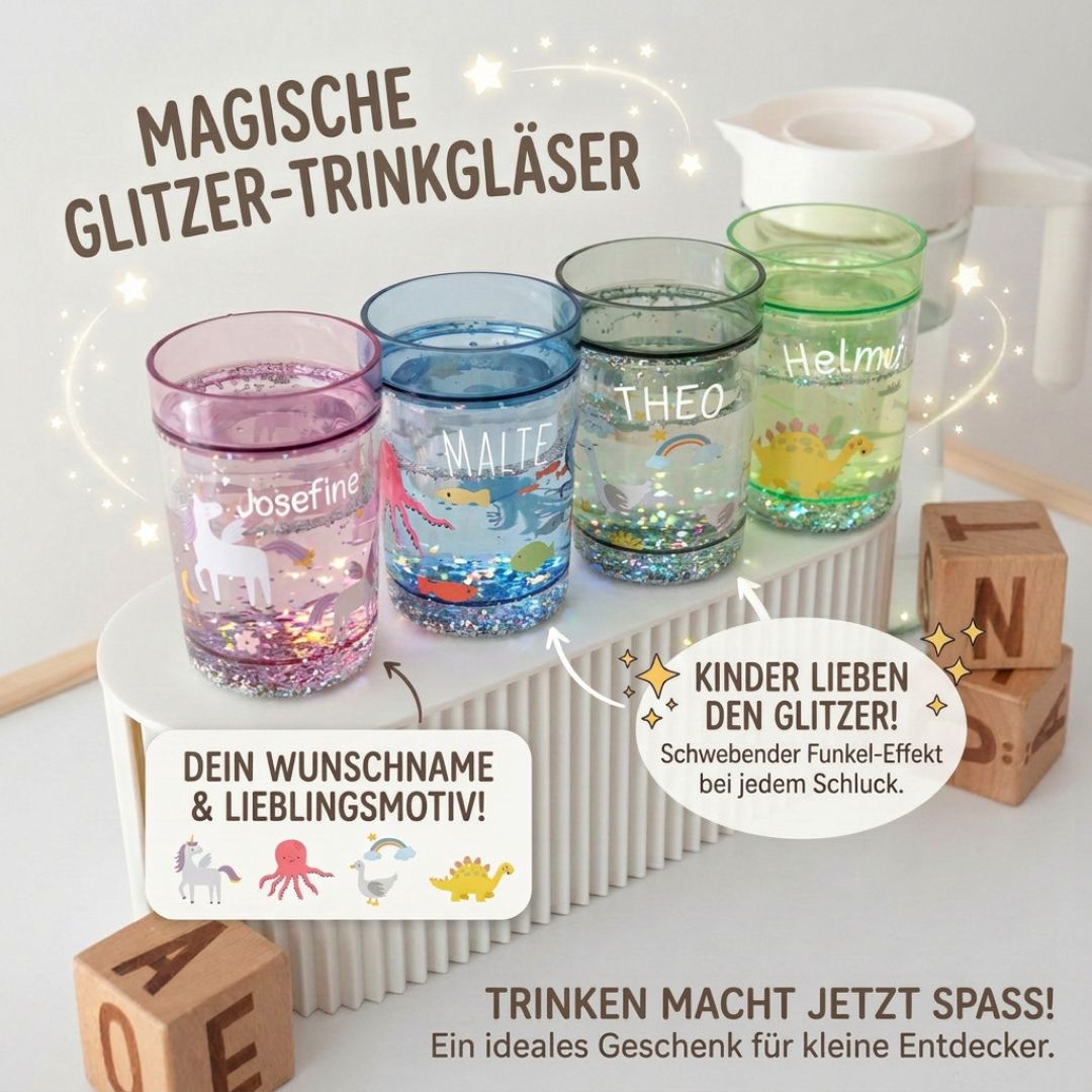 MEALIVING Glitzerbecher personalisierbar - wunderwunsch