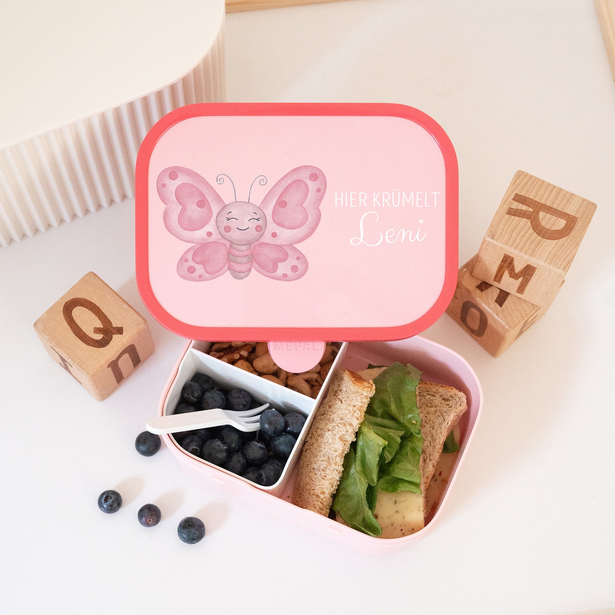 MEPAL Brotdose Campus personalisiert mit Bento Einsatz - Tier Aquarell - wunderwunsch