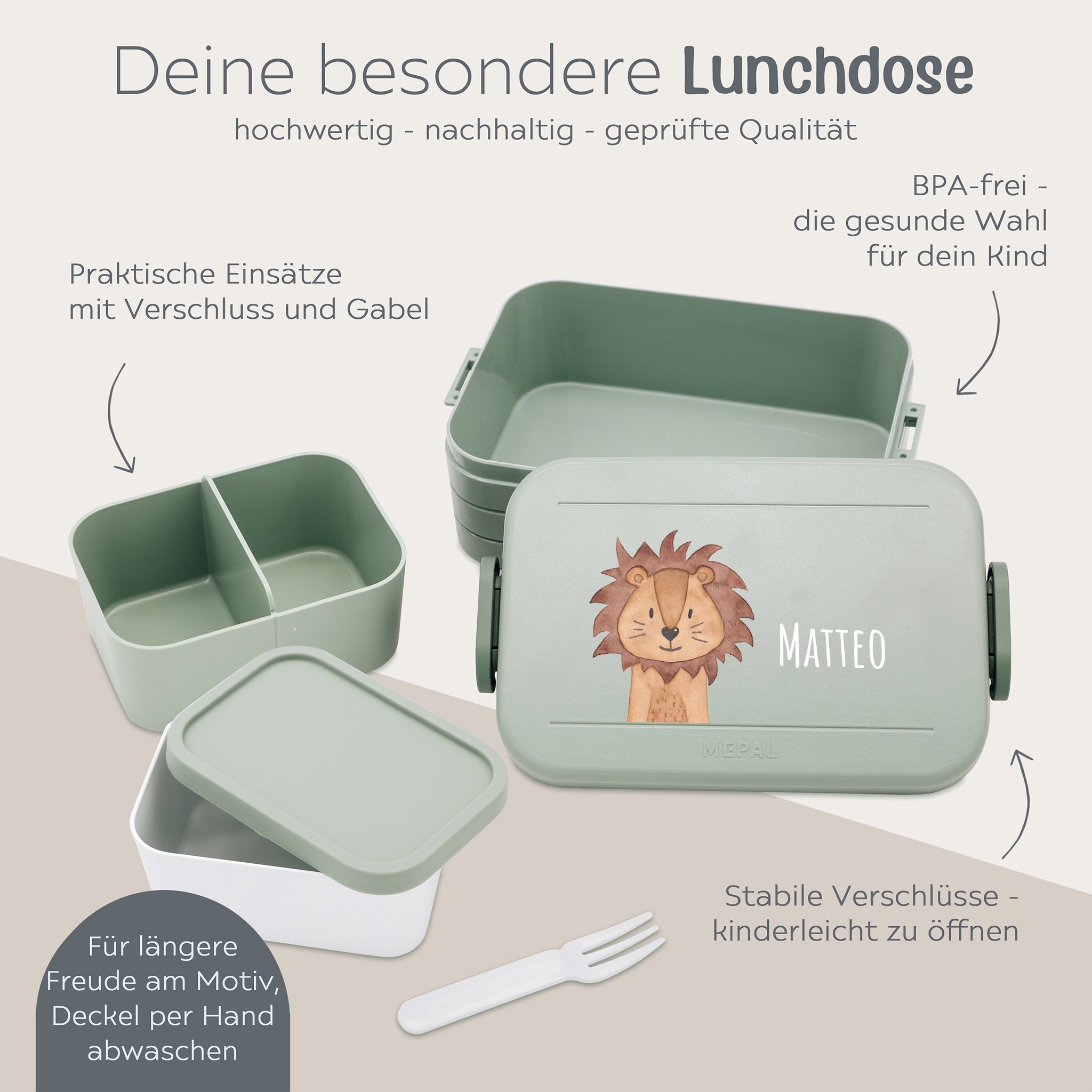 MEPAL Brotdose mit Einsatz - Tier einzeln - wunderwunsch