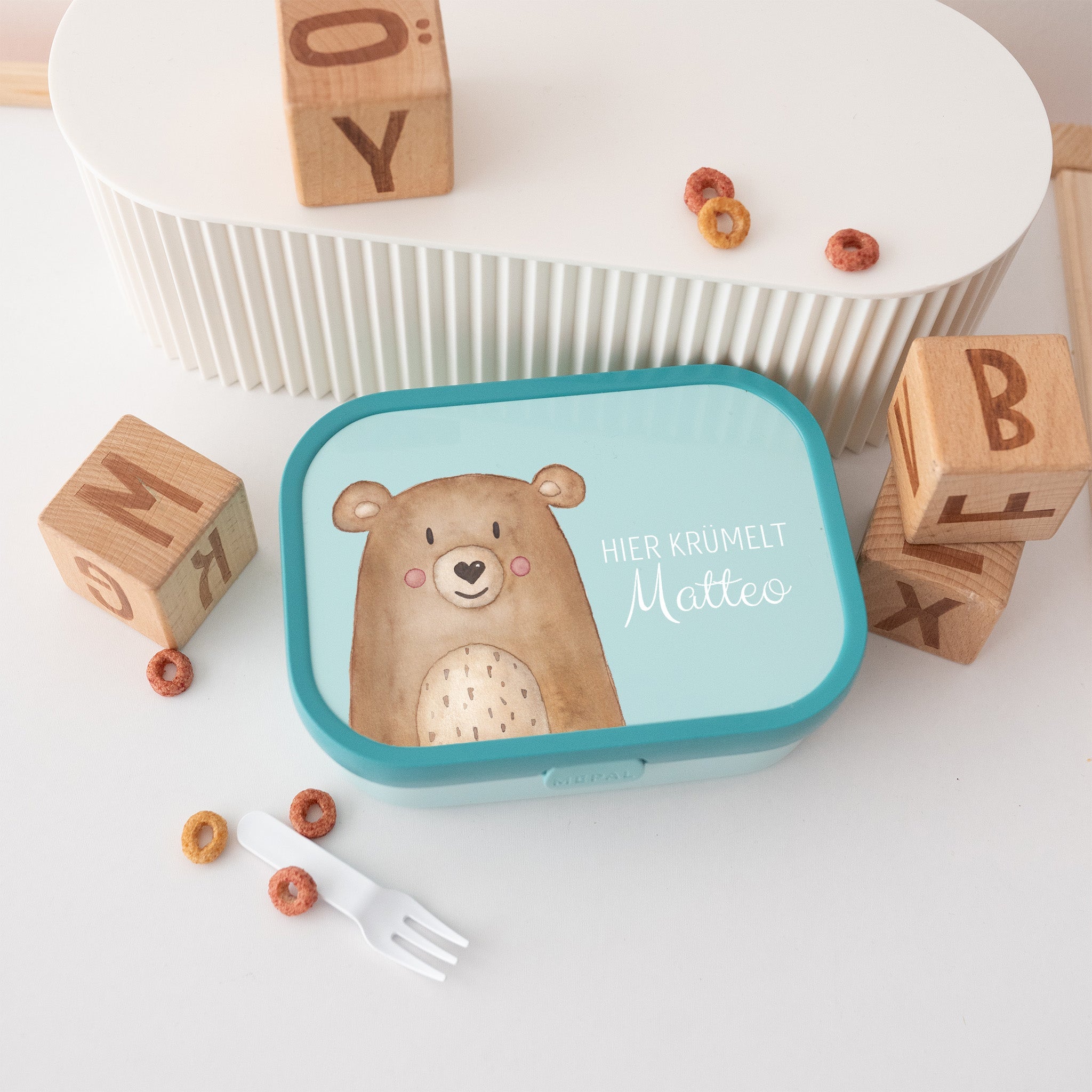 MEPAL Brotdose personalisiert mit Bento Einsatz - Tier Aquarell - wunderwunsch