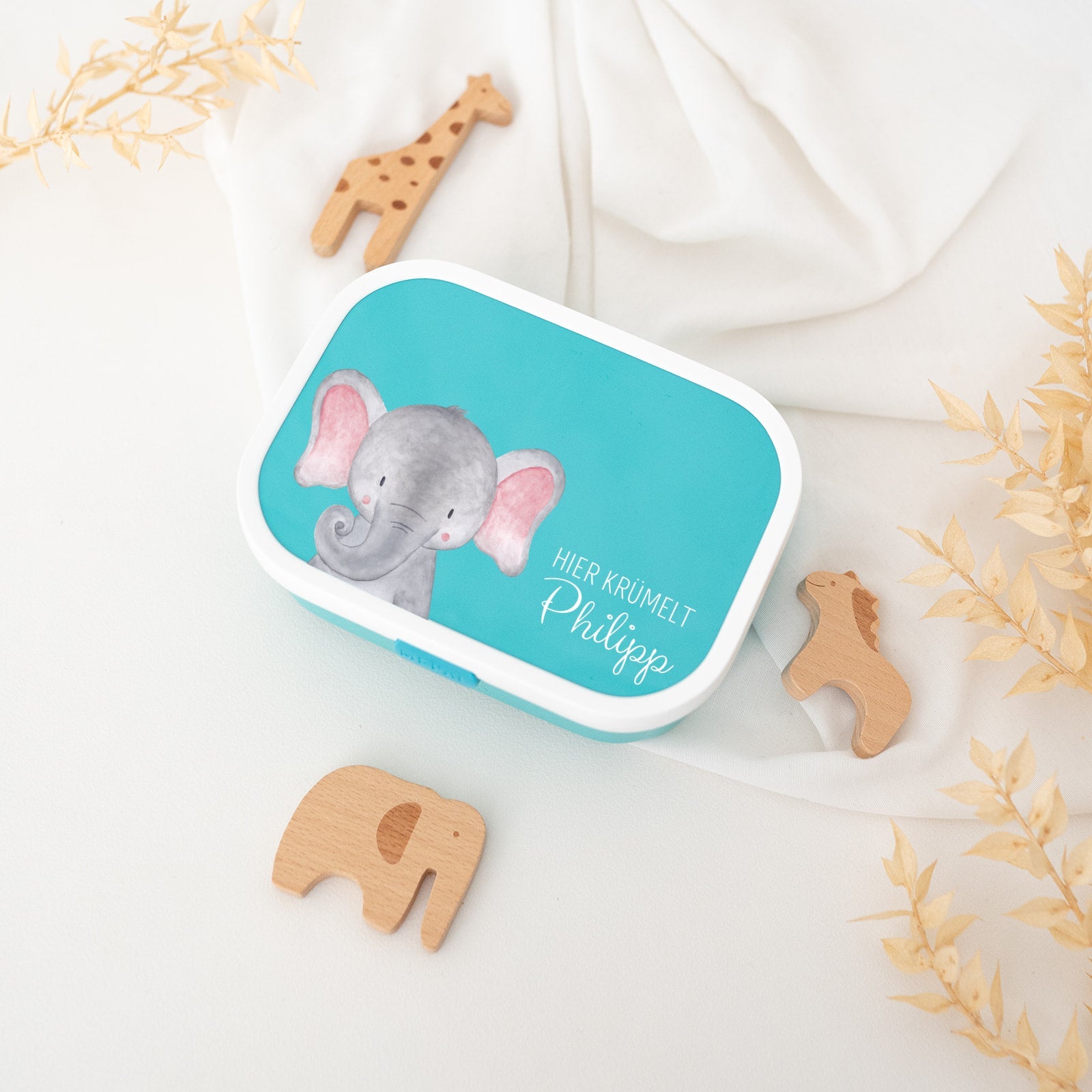 MEPAL Brotdose personalisiert mit Bento Einsatz - Tier Aquarell - wunderwunsch