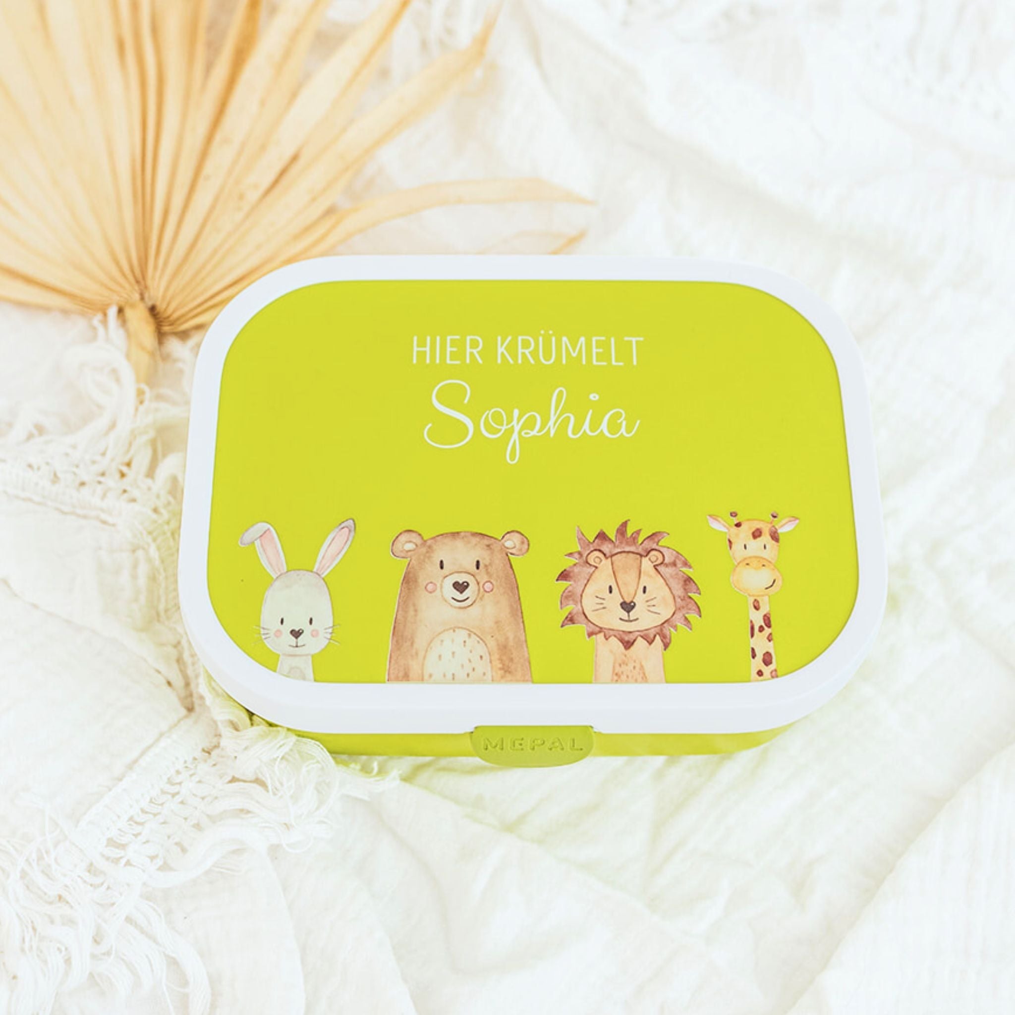 MEPAL Brotdose personalisiert mit Bento Einsatz - Tiere unten Aquarell - wunderwunsch
