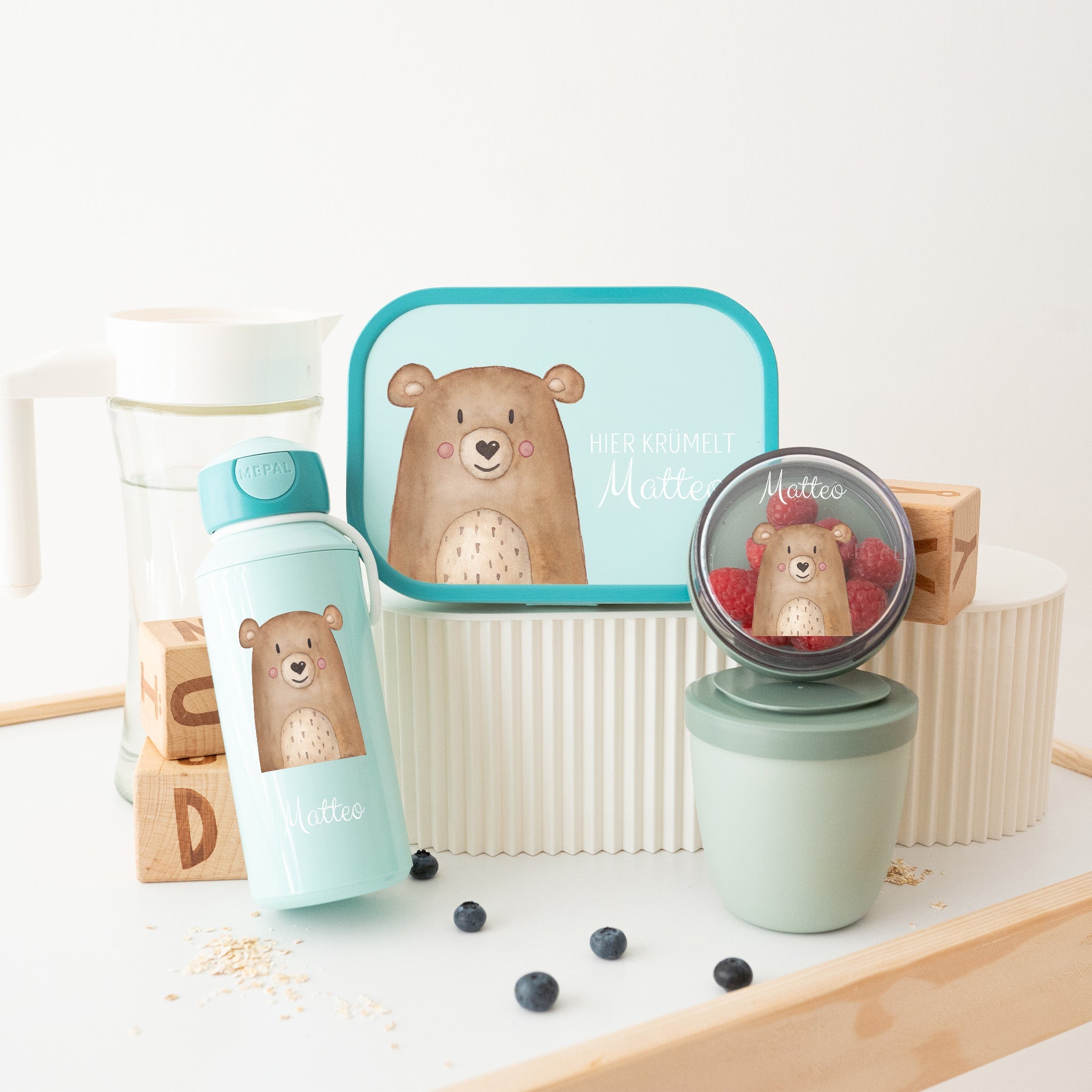 MEPAL Campus Lunchset - Tiere unten Aquarell - wunderwunsch