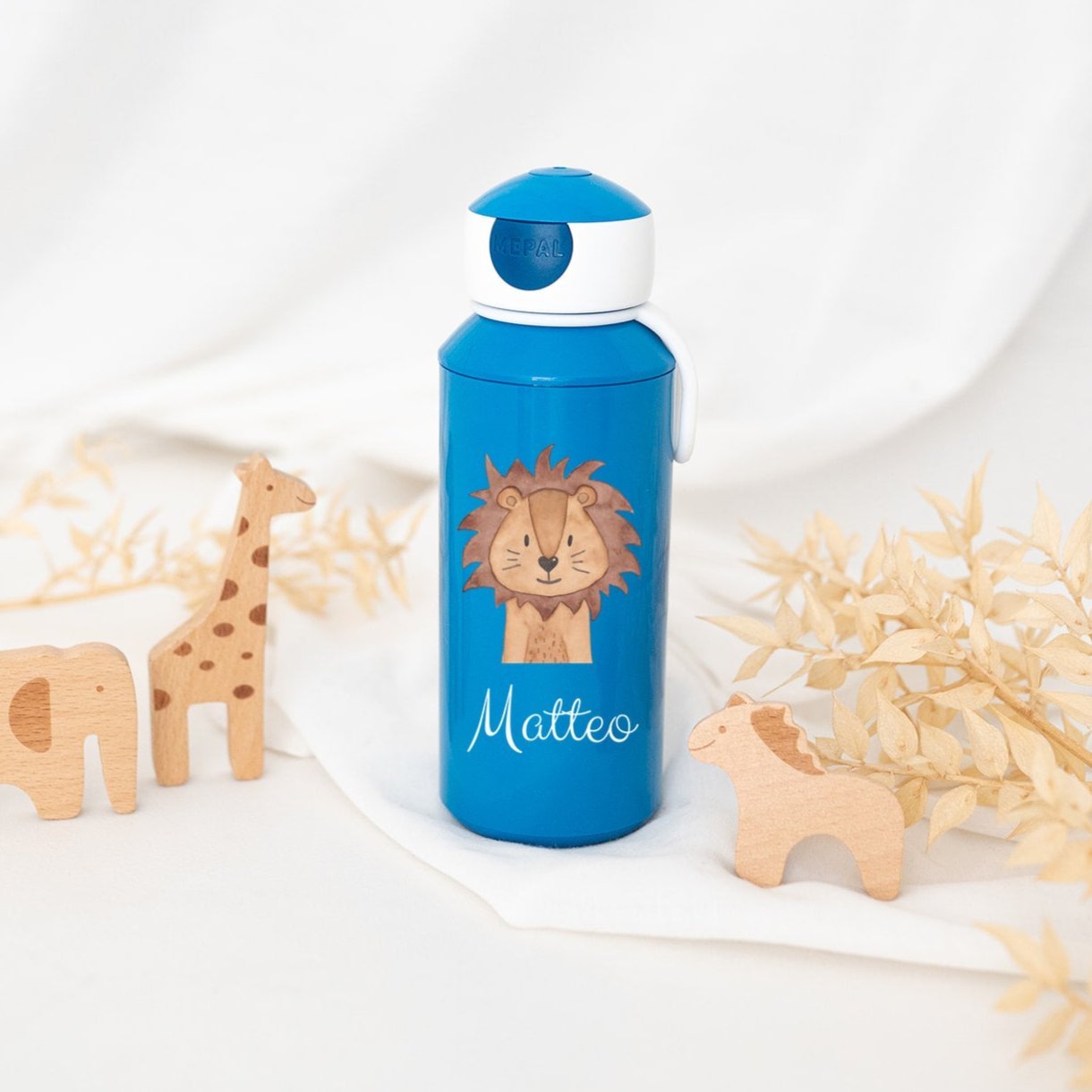 MEPAL Kinder Trinkflasche personalisiert - Tier Aquarell - wunderwunsch