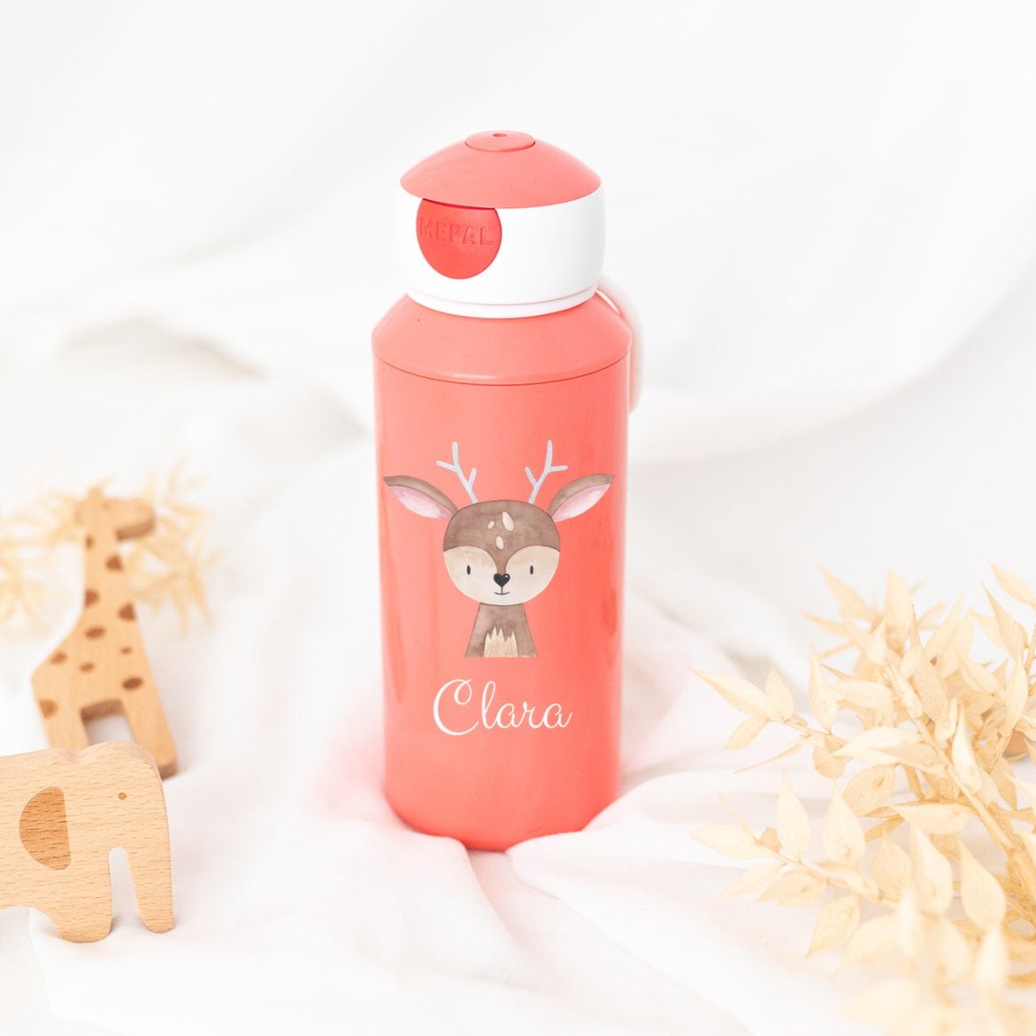 MEPAL Kinder Trinkflasche personalisiert - Tier Aquarell - wunderwunsch