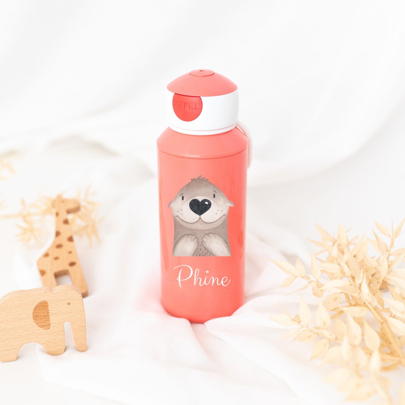 MEPAL Kinder Trinkflasche personalisiert - Tier Aquarell - wunderwunsch