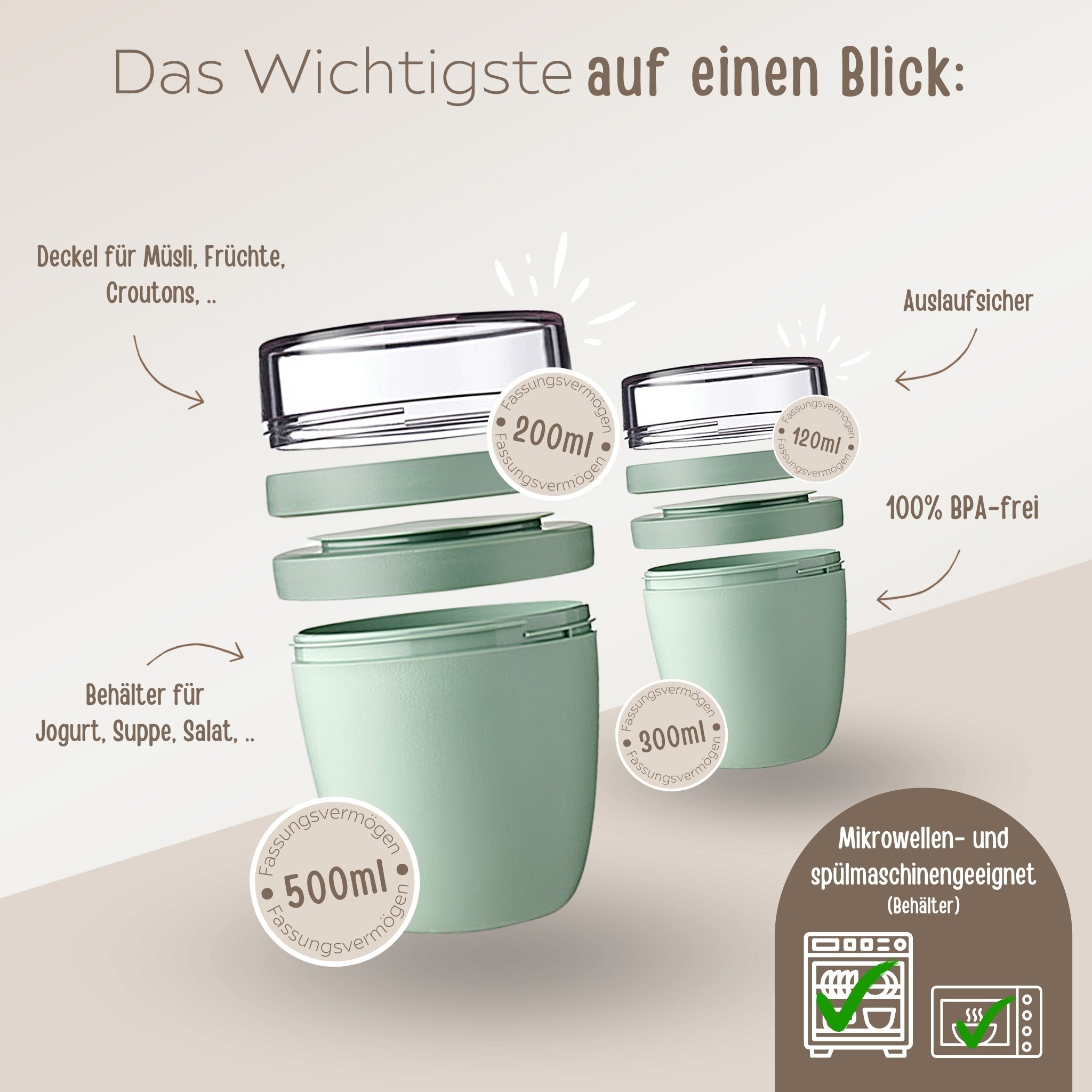 MEPAL Müslibecher personalisiert - Regenbogen Punkte Aquarell - wunderwunsch
