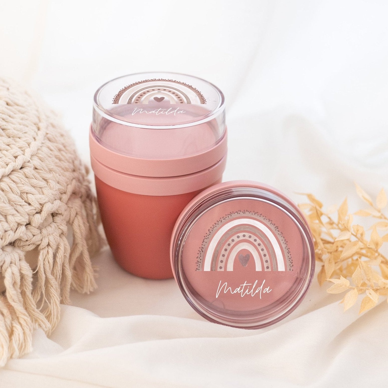 MEPAL Müslibecher personalisiert - Regenbogen Punkte Aquarell - wunderwunsch