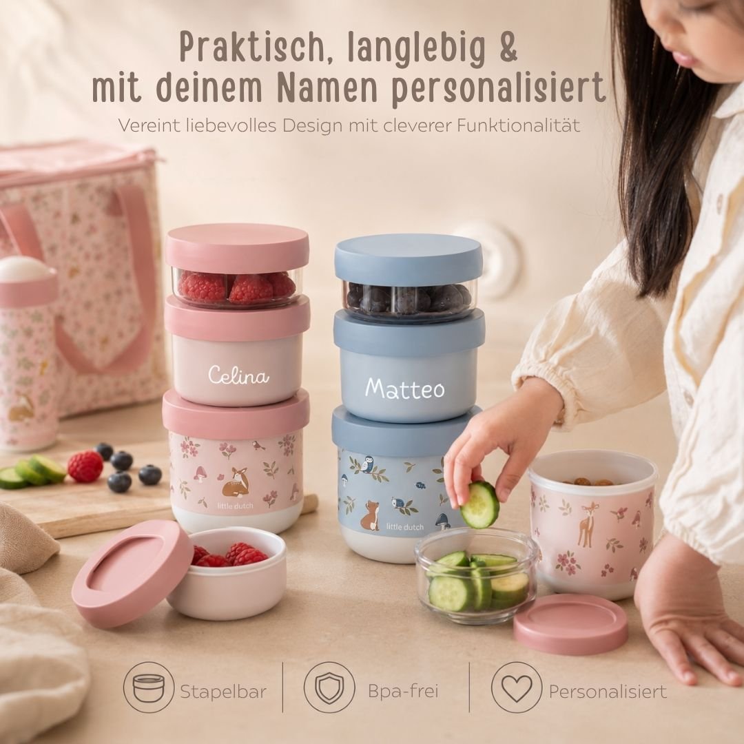 MEPAL x Little Dutch Snackbox stapelbar 3-teilig personalisiert - wunderwunsch
