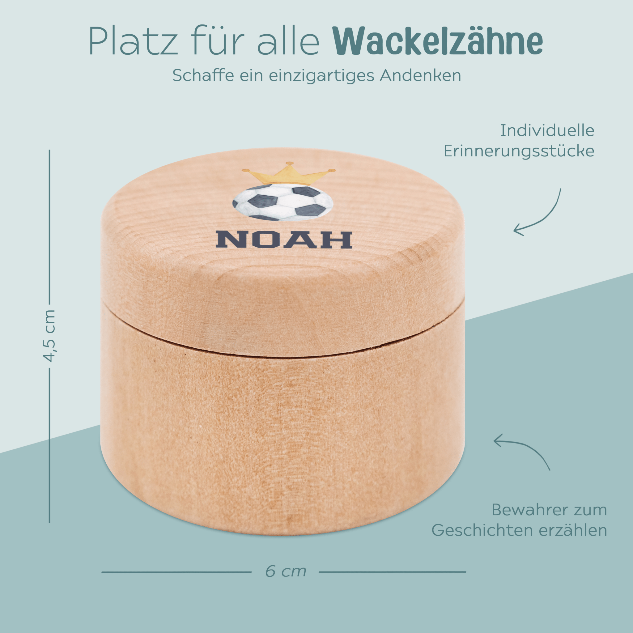 Milchzahndose Holz personalisiert - Fußball Aquarell - wunderwunsch