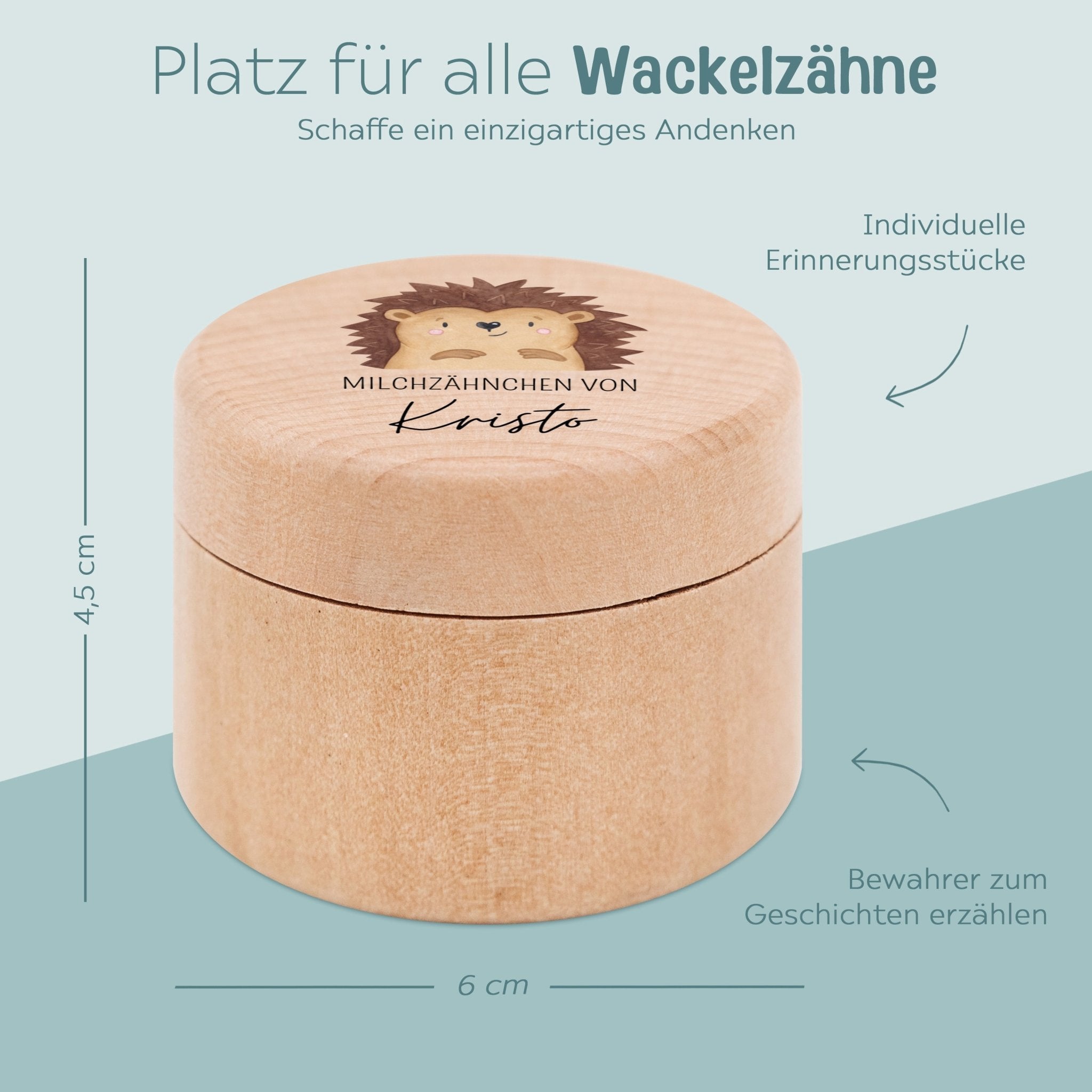 Milchzahndose Holz personalisiert - Tier Aquarell - wunderwunsch