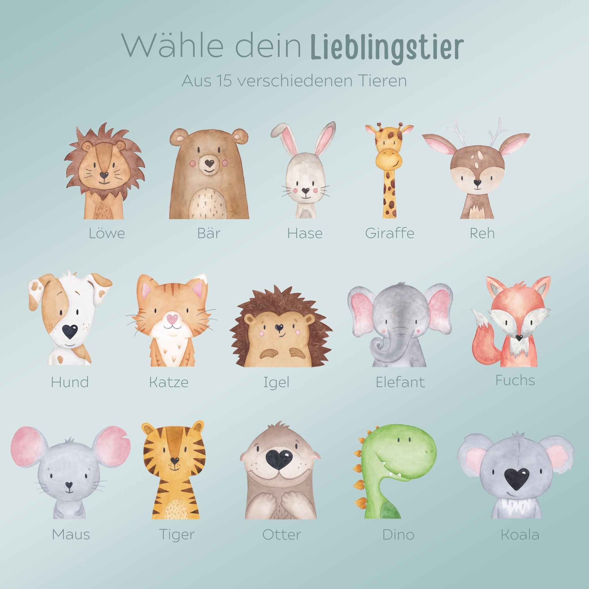Milchzahndose Holz personalisiert - Tier Aquarell - wunderwunsch