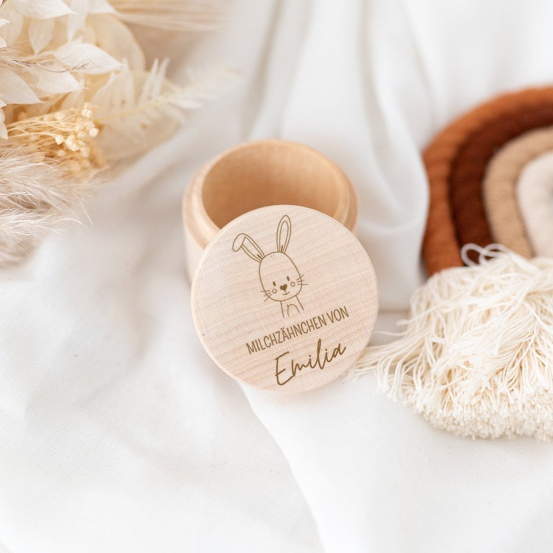 Milchzahndose Holz personalisiert - Tier Gravur - wunderwunsch