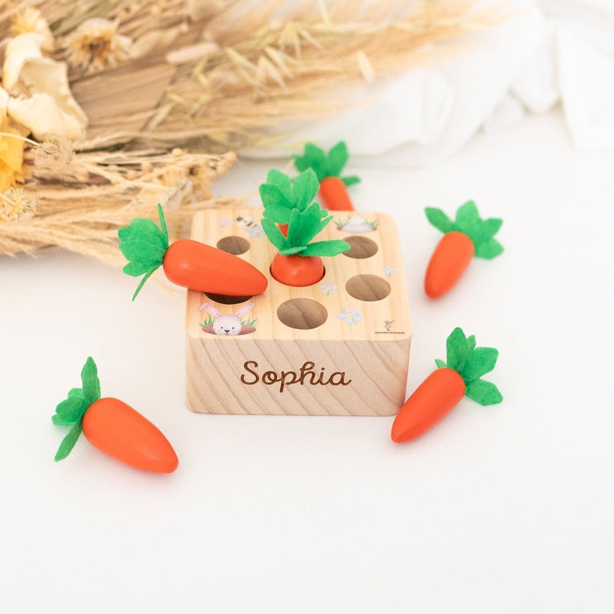 Möhren Steckspiel Holz personalisiert - wunderwunsch