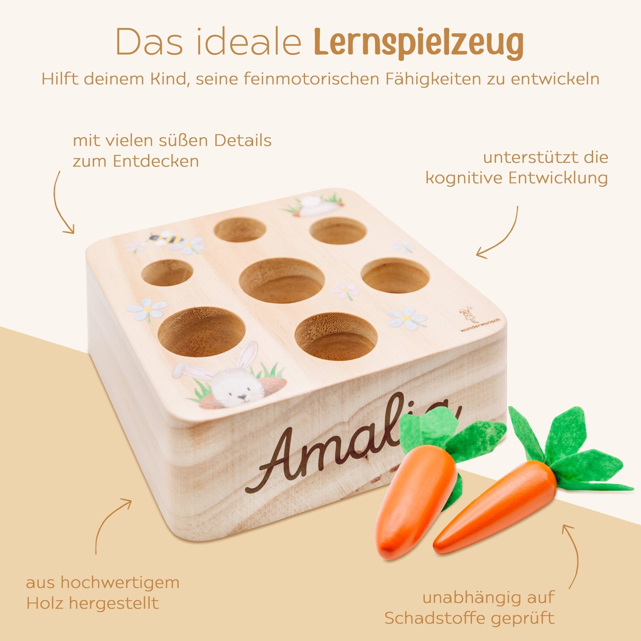 Möhren Steckspiel Holz personalisiert - wunderwunsch
