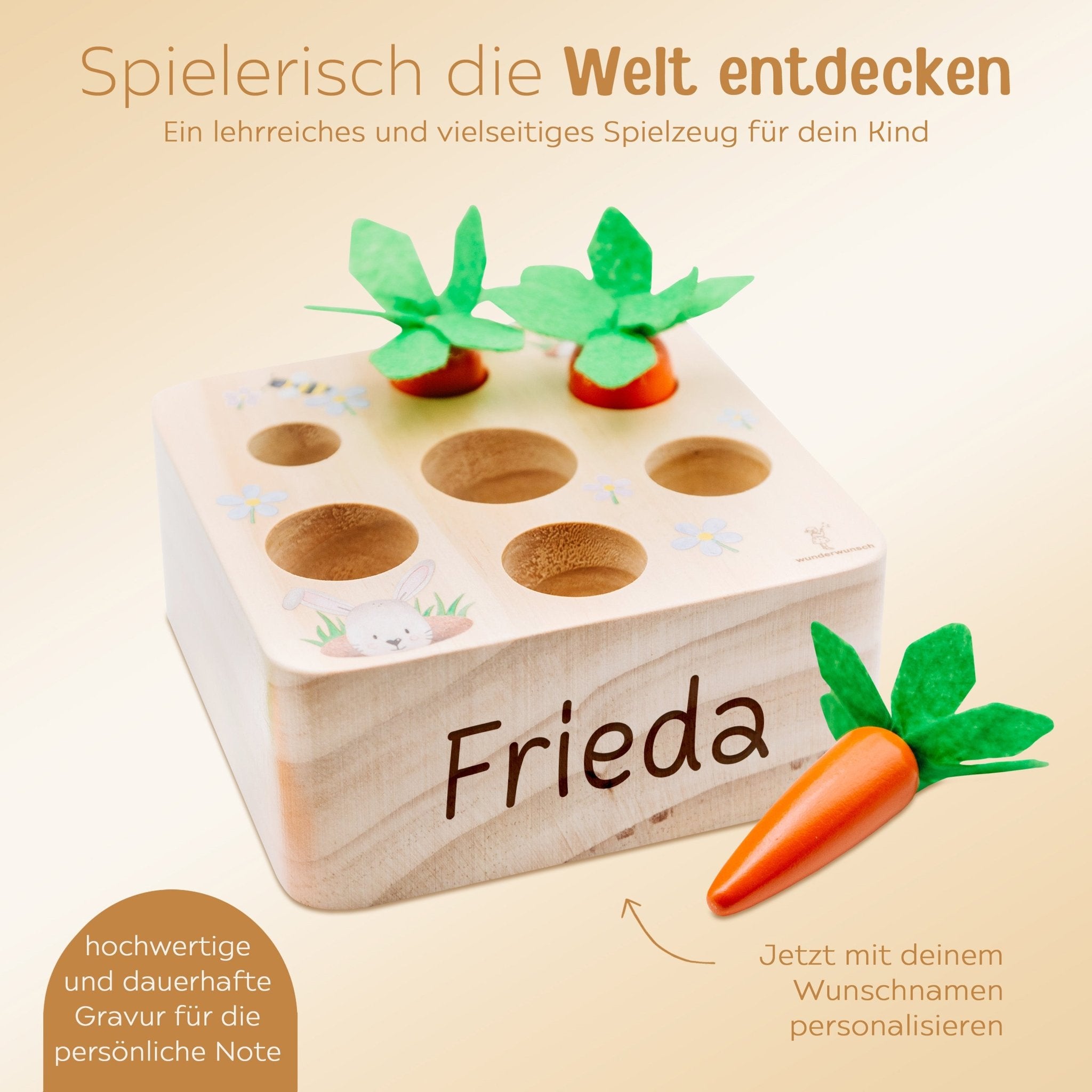 Möhren Steckspiel Holz personalisiert - wunderwunsch
