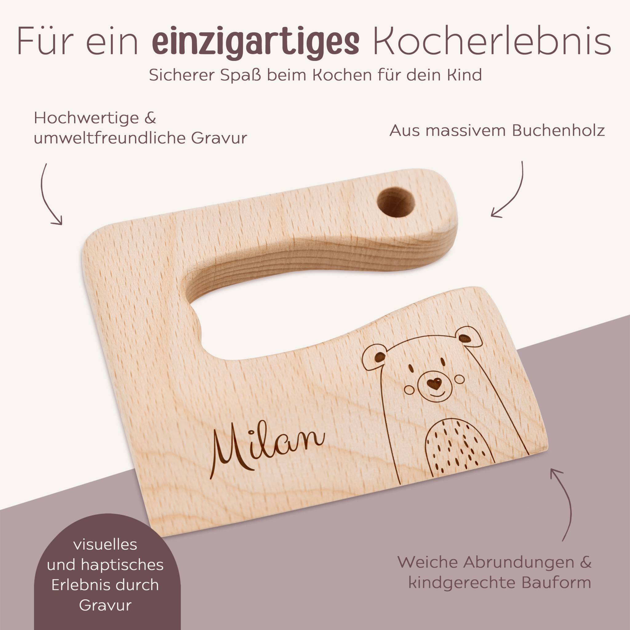 Montessori sicheres Kindermesser "Tier rechts" - wunderwunsch