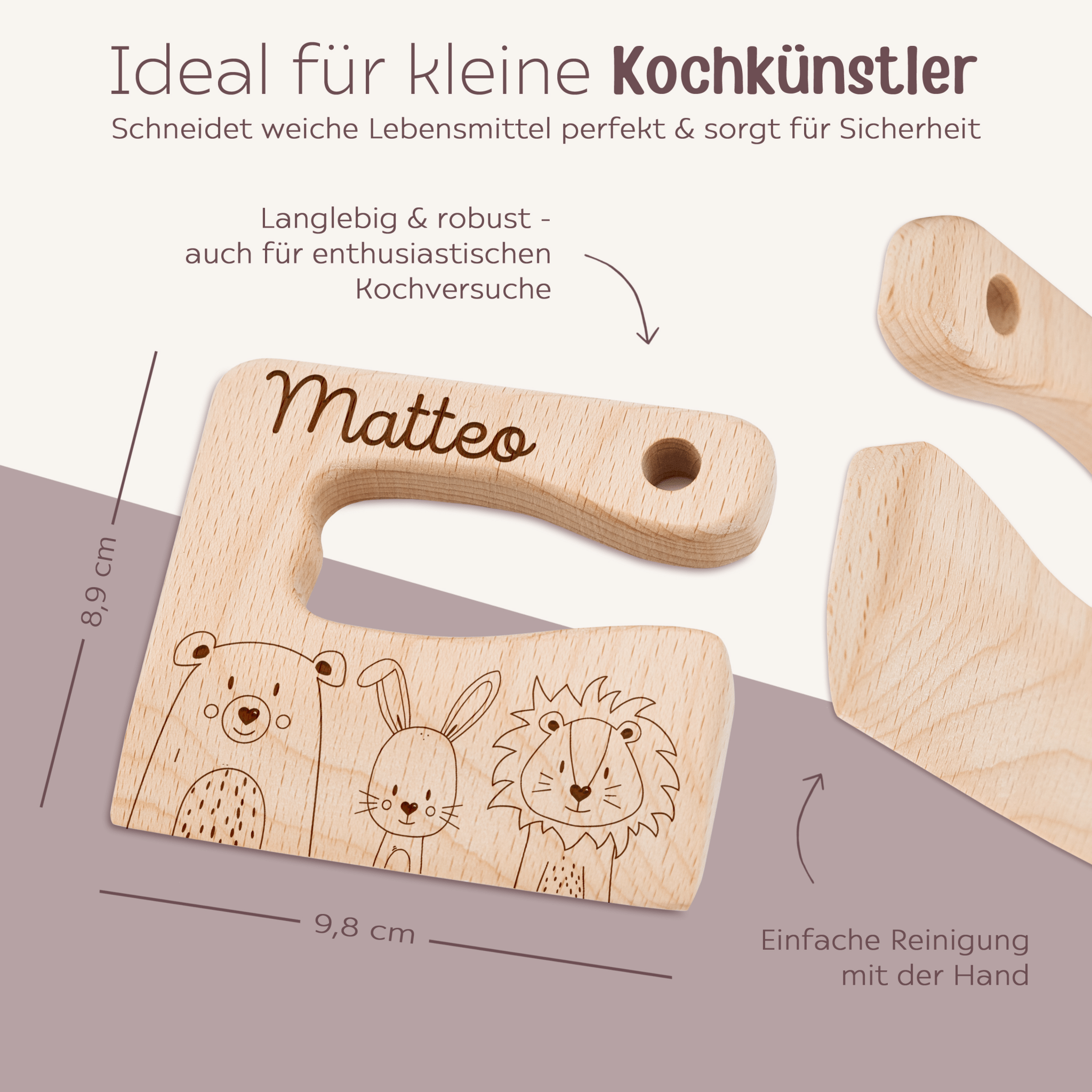 Montessori sicheres Kindermesser "Tiere unten" - wunderwunsch