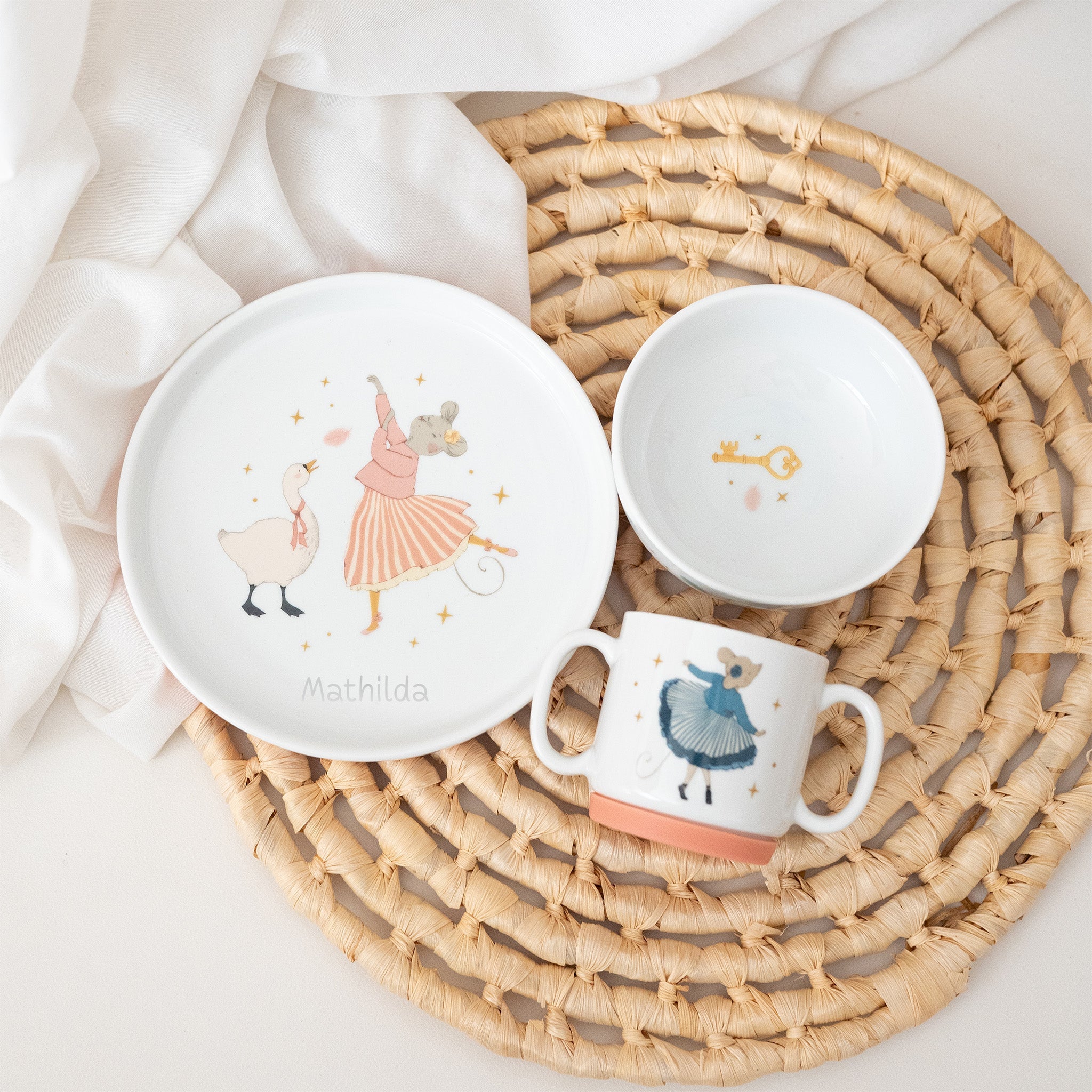MOULIN ROTY Porzellangeschirr - Set "Maus Ballerina" personalisierbar - wunderwunsch
