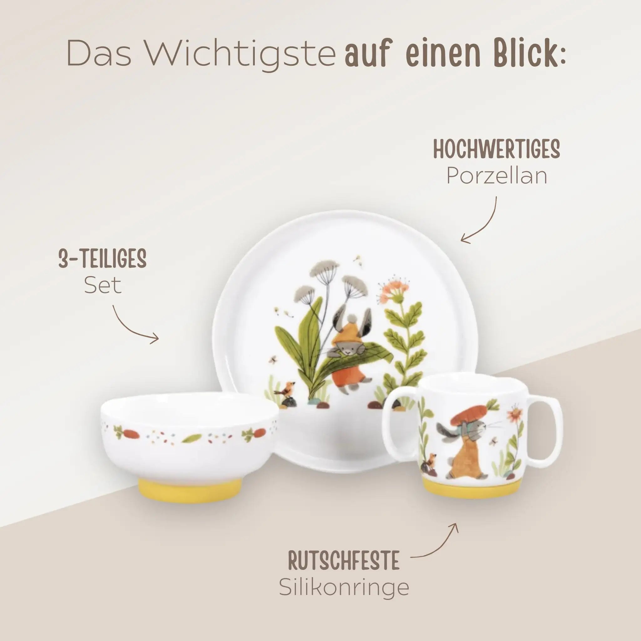 MOULIN ROTY Porzellangeschirr - Set personalisiert "Hase" - wunderwunsch