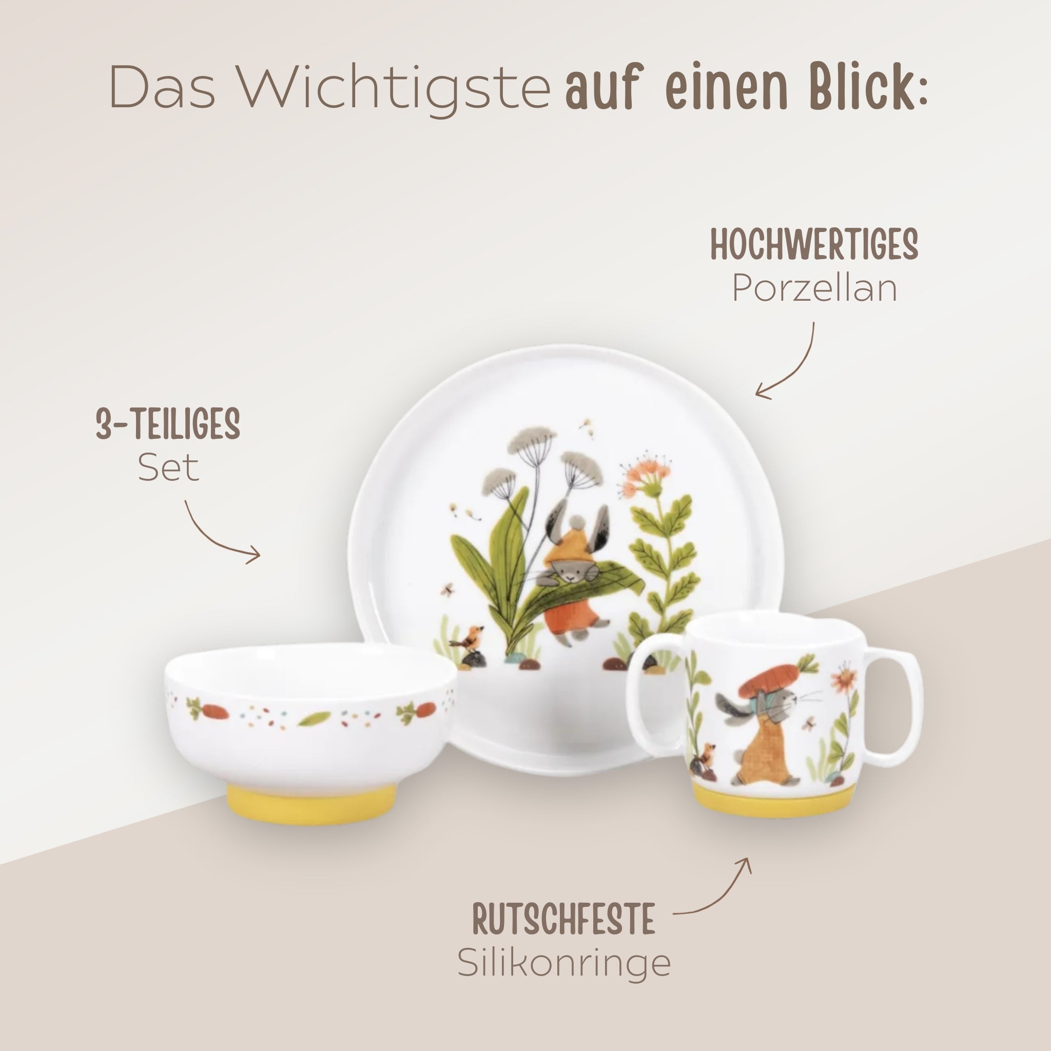 MOULIN ROTY Porzellangeschirr - Set personalisiert "Hase" - wunderwunsch