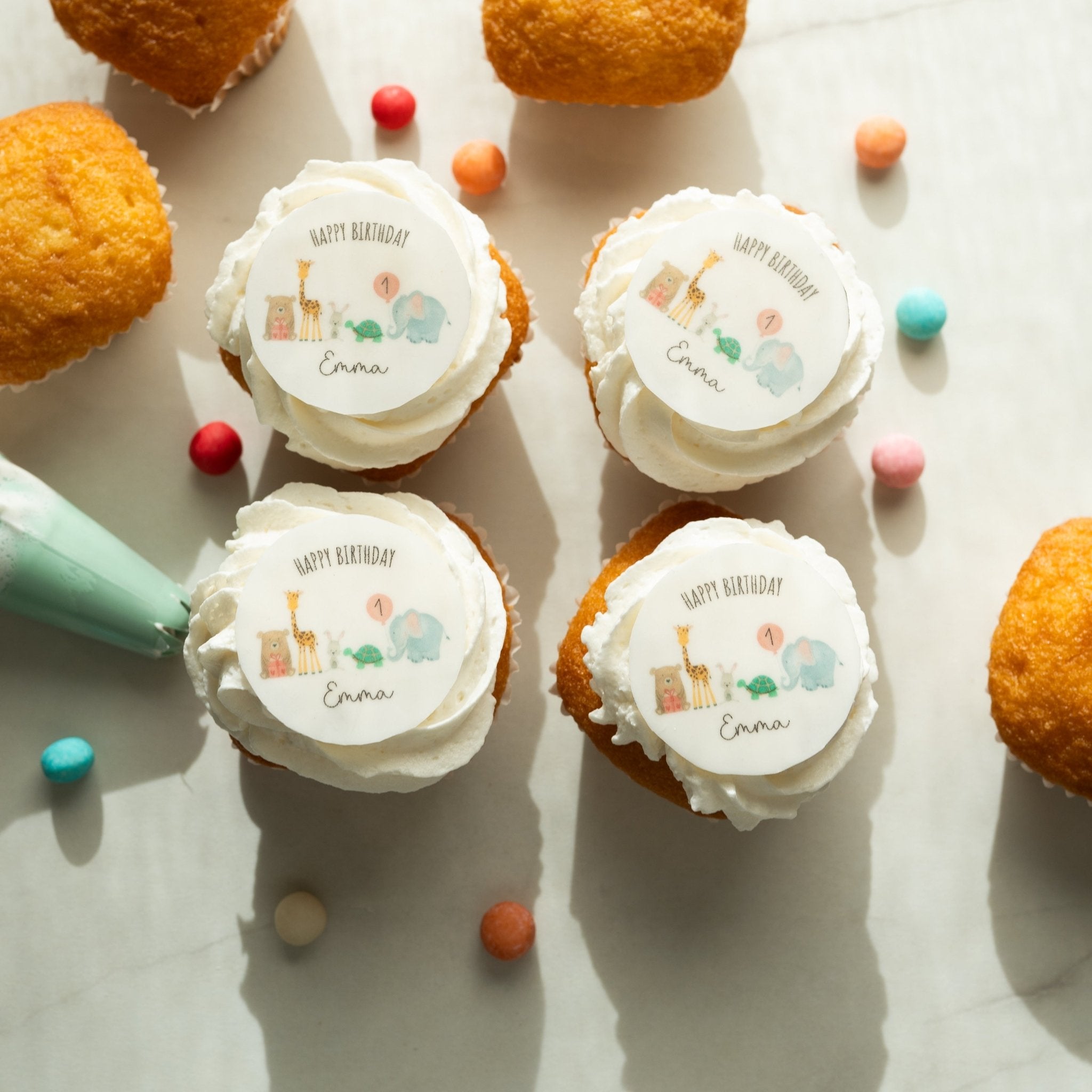 Muffinaufleger personalisiert Geburtstagstiere (20 Stk.) - wunderwunsch