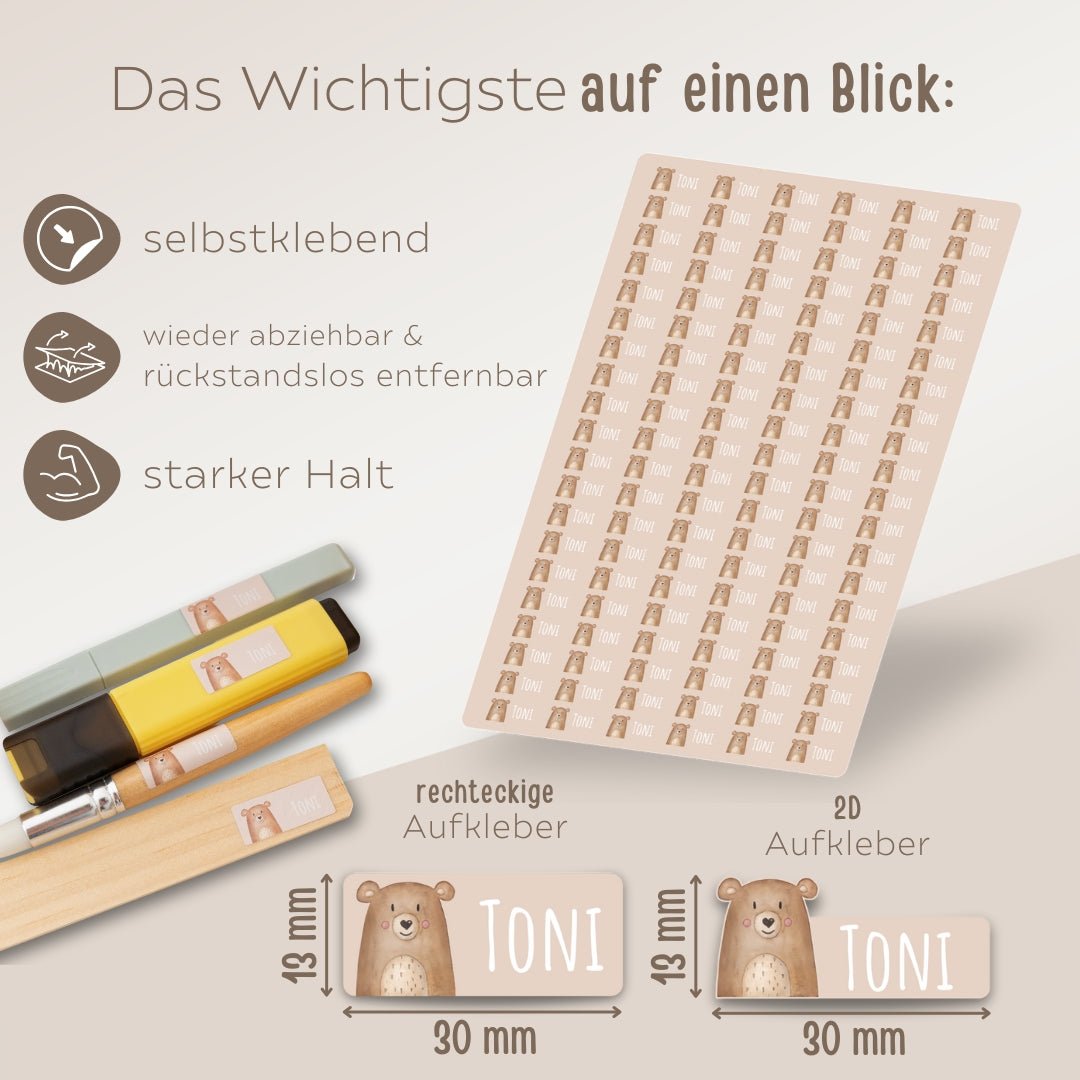 Namensaufkleber Tiere personalisiert - wunderwunsch