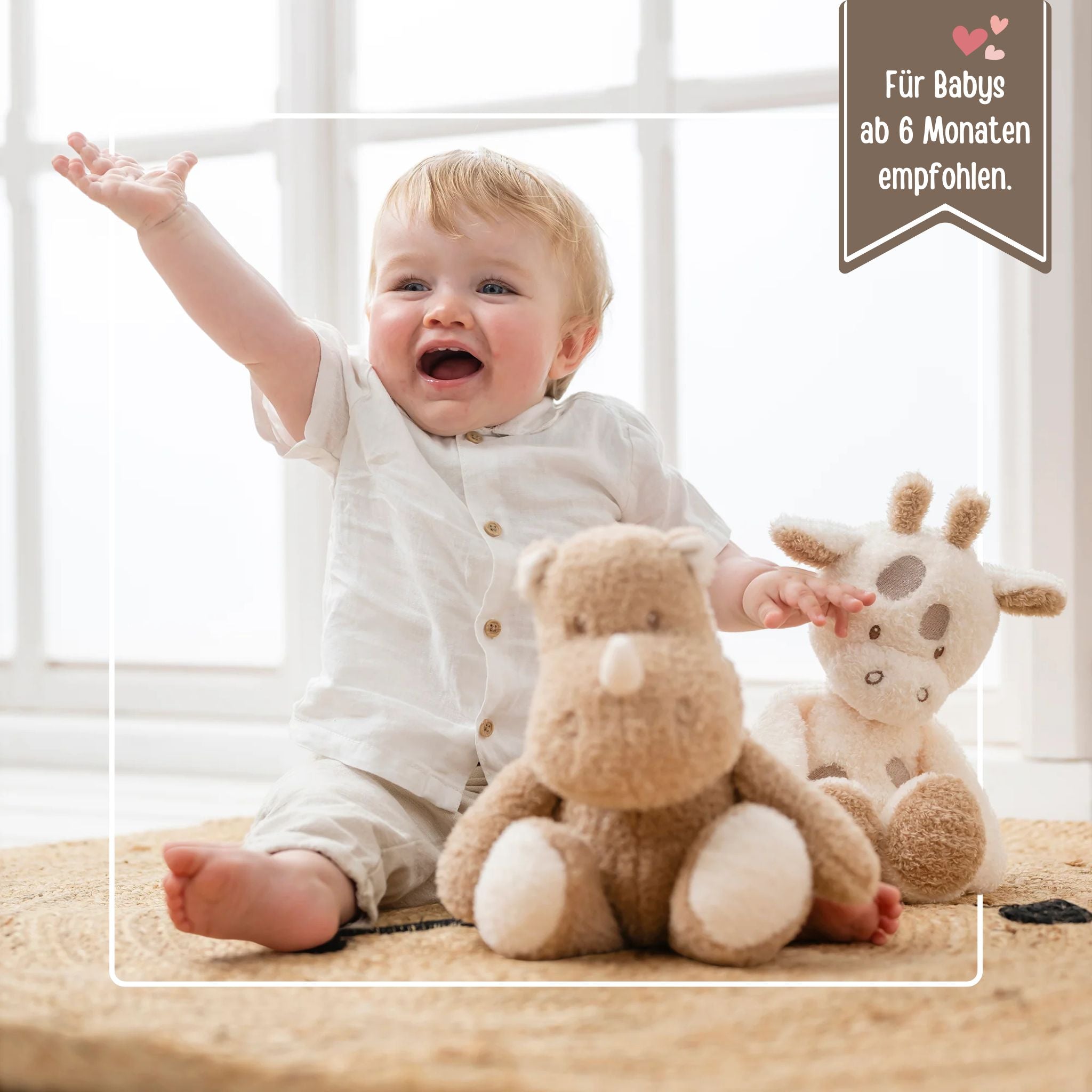 NATTOU Kuscheltier mit Name - Nashorn, Giraffe, Elefant - wunderwunsch