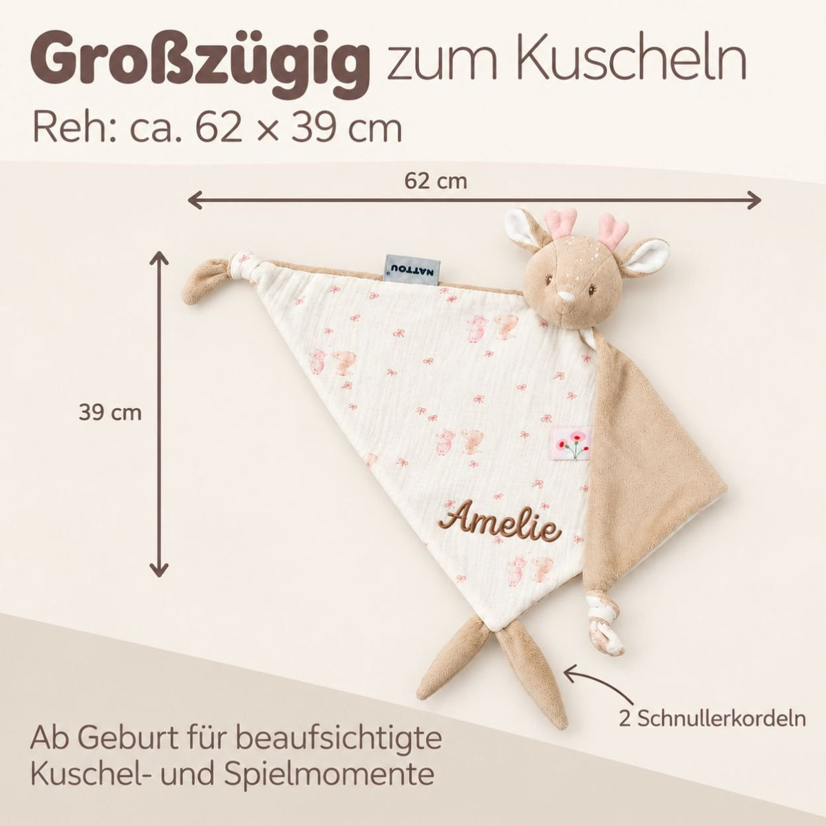 NATTOU Schmusetuch mit Print personalisiert - wunderwunsch