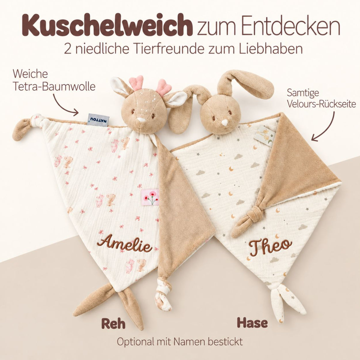 NATTOU Schmusetuch mit Print personalisiert - wunderwunsch