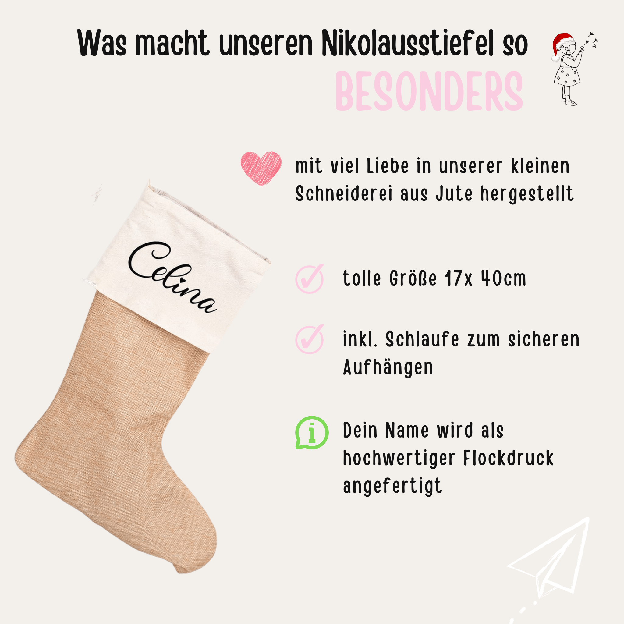 Nikolausstiefel personalisiert - wunderwunsch