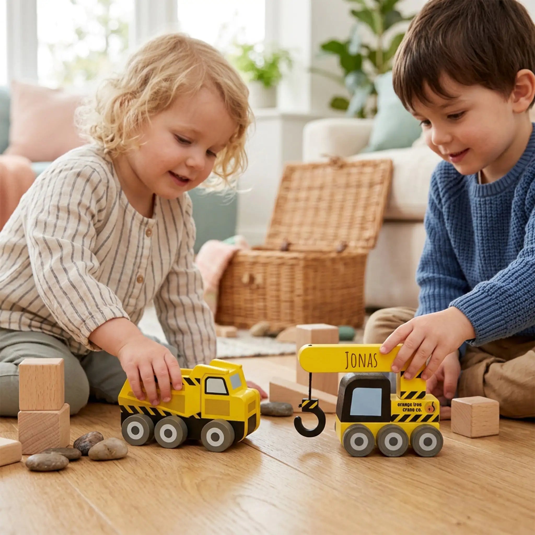 ORANGE TREE TOYS Baumaschinen Holz personalisierbar - wunderwunsch
