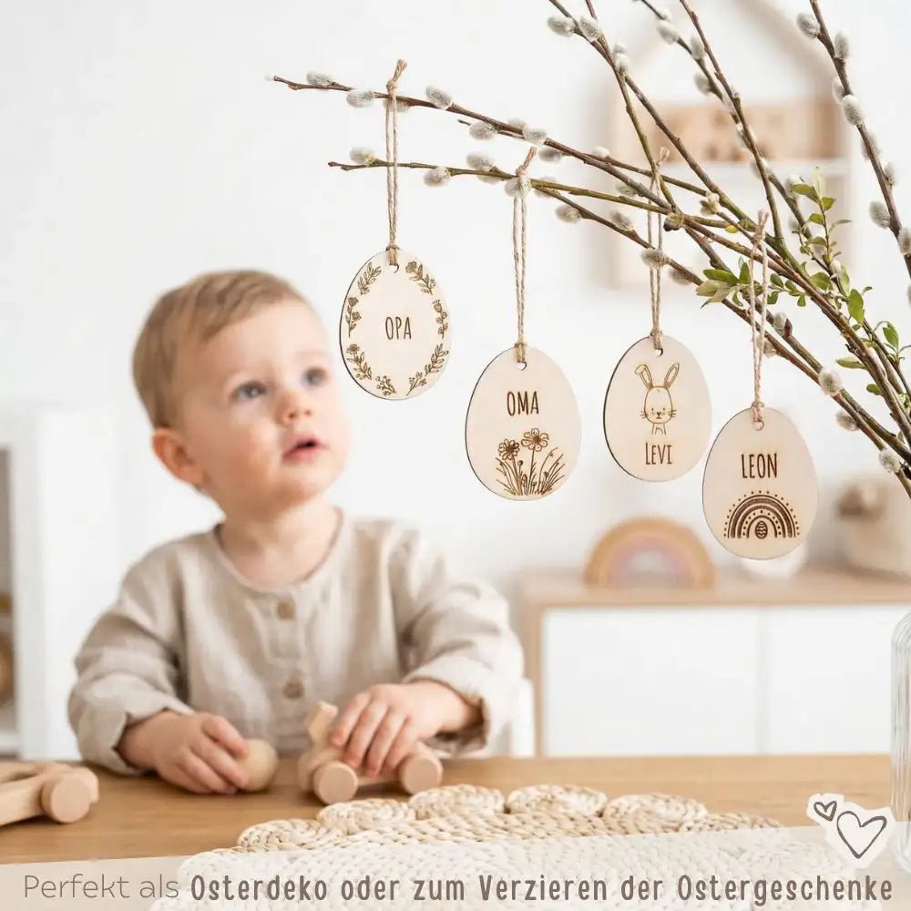 Osterei Holzanhänger personalisiert - wunderwunsch