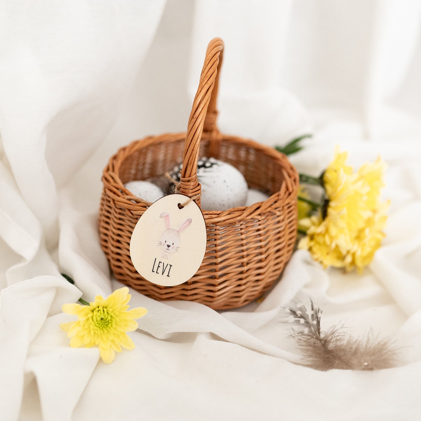Osterkörbchen Weide mit Anhänger Hase Aquarell - wunderwunsch