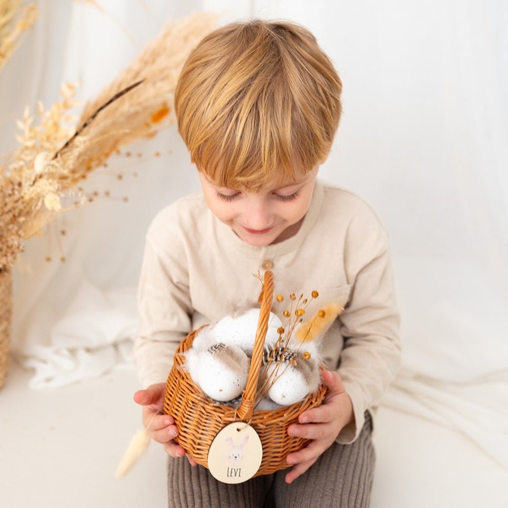 Osterkörbchen Weide personalisiert - Hase Aquarell - wunderwunsch