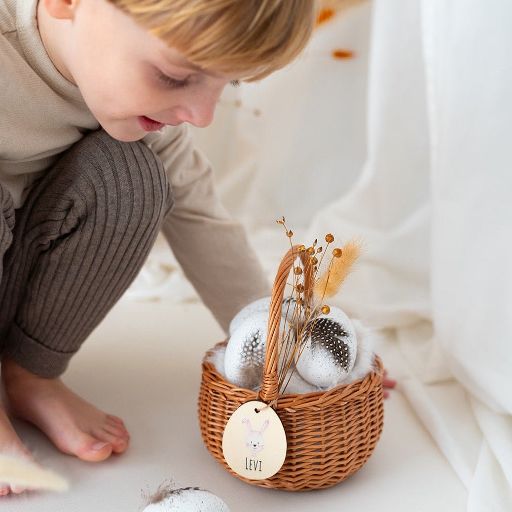Osterkörbchen Weide personalisiert - Hase Aquarell - wunderwunsch