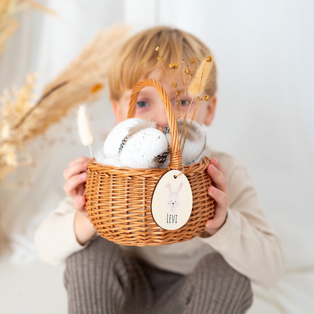 Osterkörbchen Weide personalisiert - Hase Aquarell - wunderwunsch